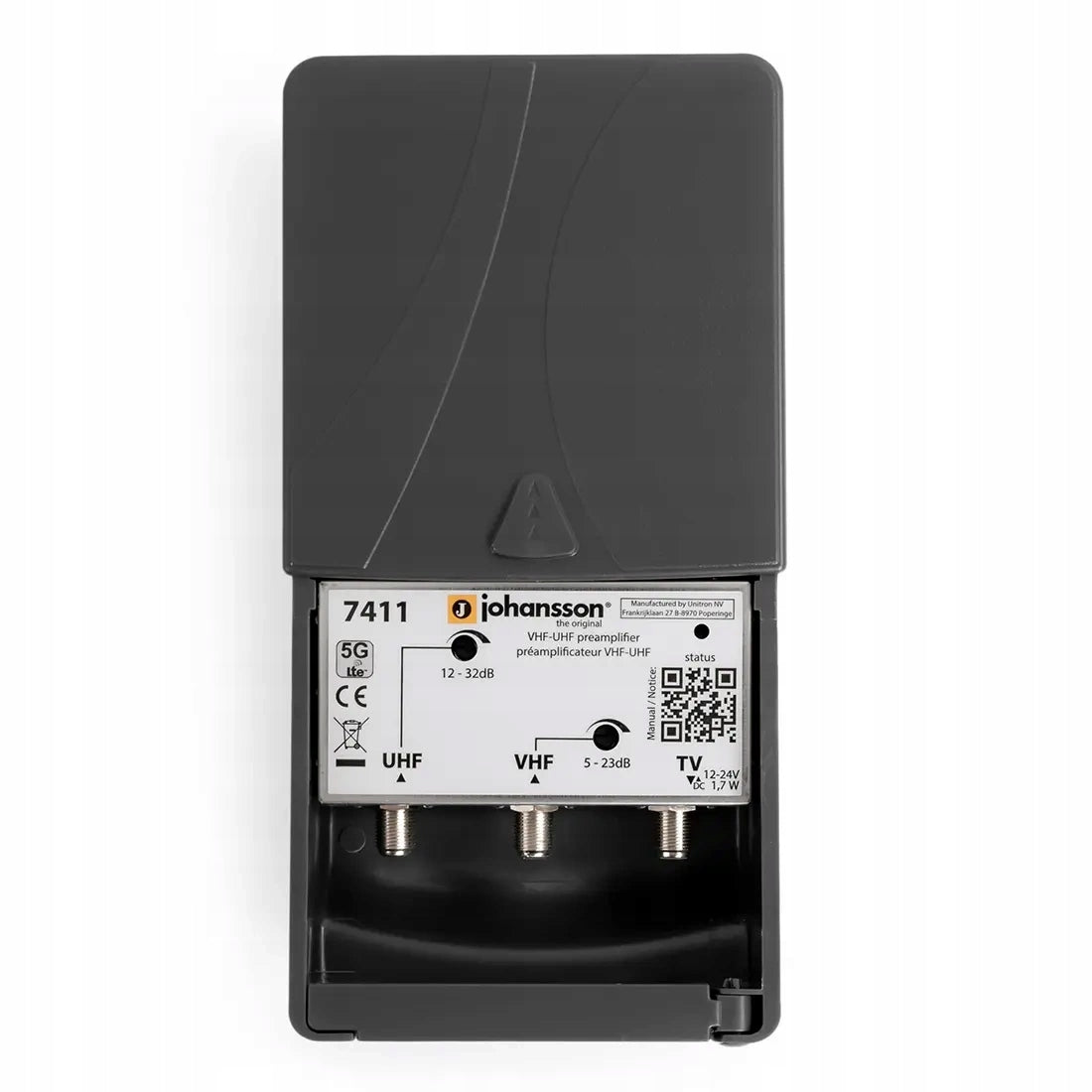 UHF/VHF mast amplifier Johansson 7411 filter LTE 5G LED indicator