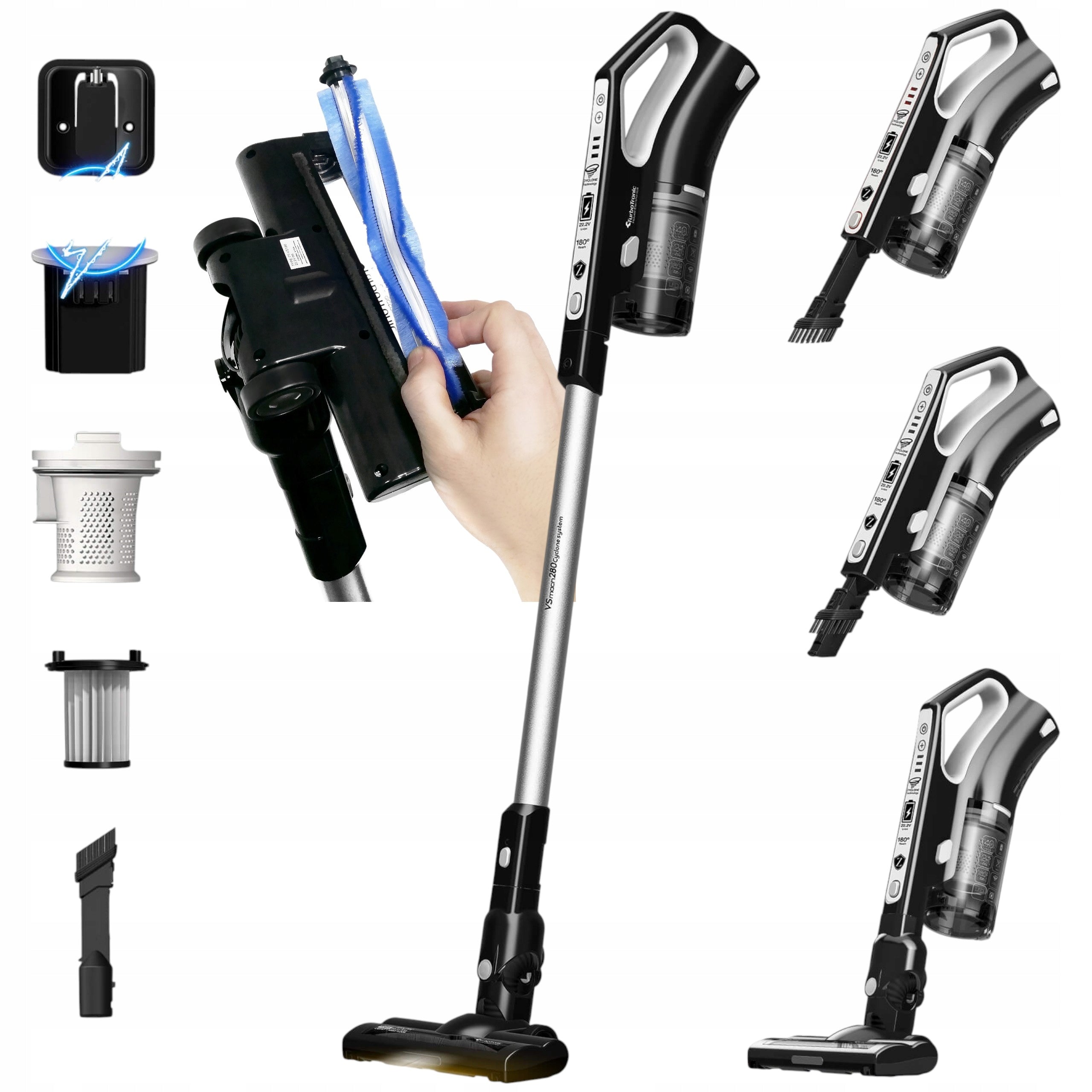 ULTRA LIGHT UPRIGHT HANDHELD CORDLESS VACUUM CLEANER 180W LED