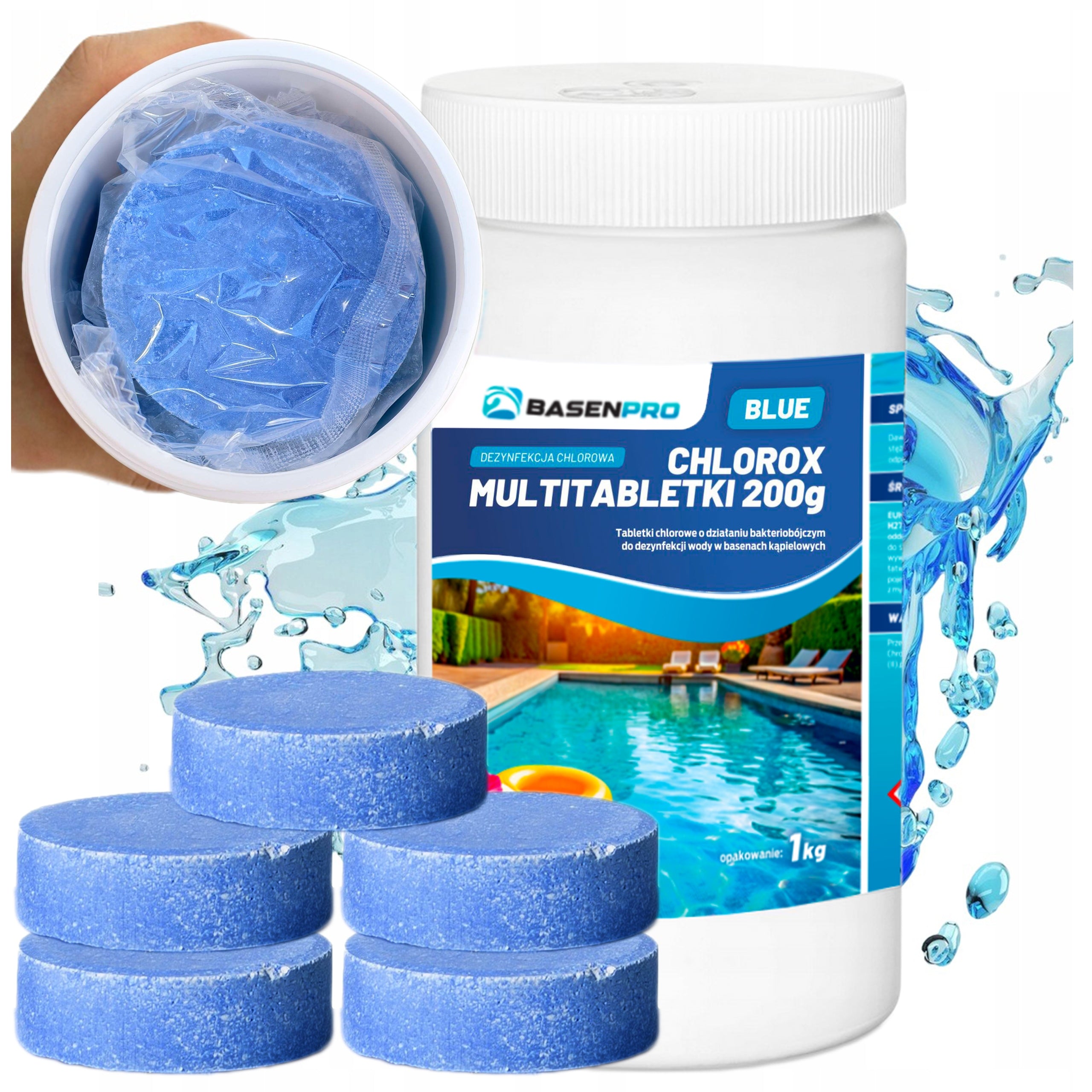 ULTRA STRONG Chlorine for Swimming Pool Jacuzzi SPA BLUE Tablets 200g Chemistry 1KG