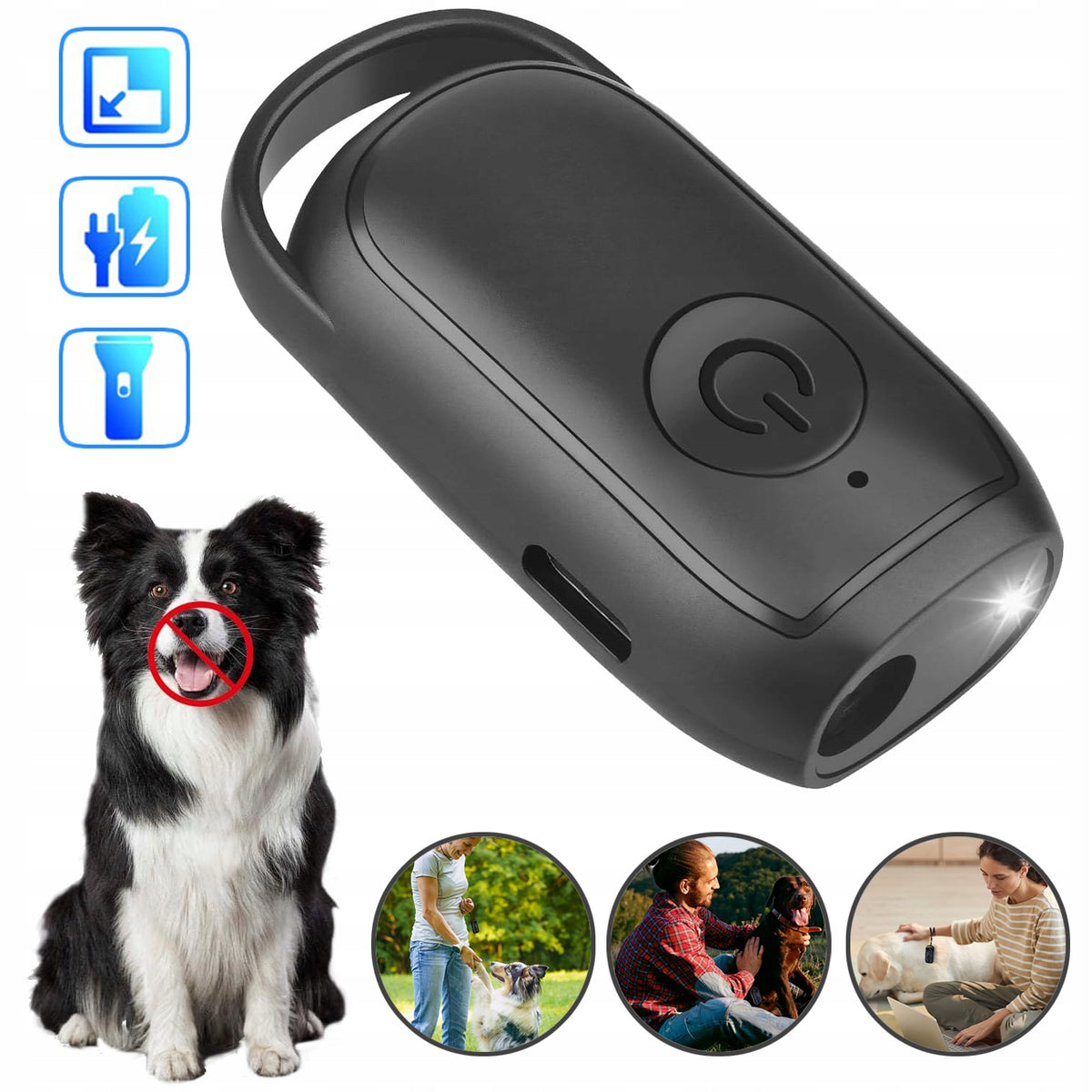 ULTRASONIC DOG REPELLENT BARKING DETERRENT WITH LED FLASHLIGHT