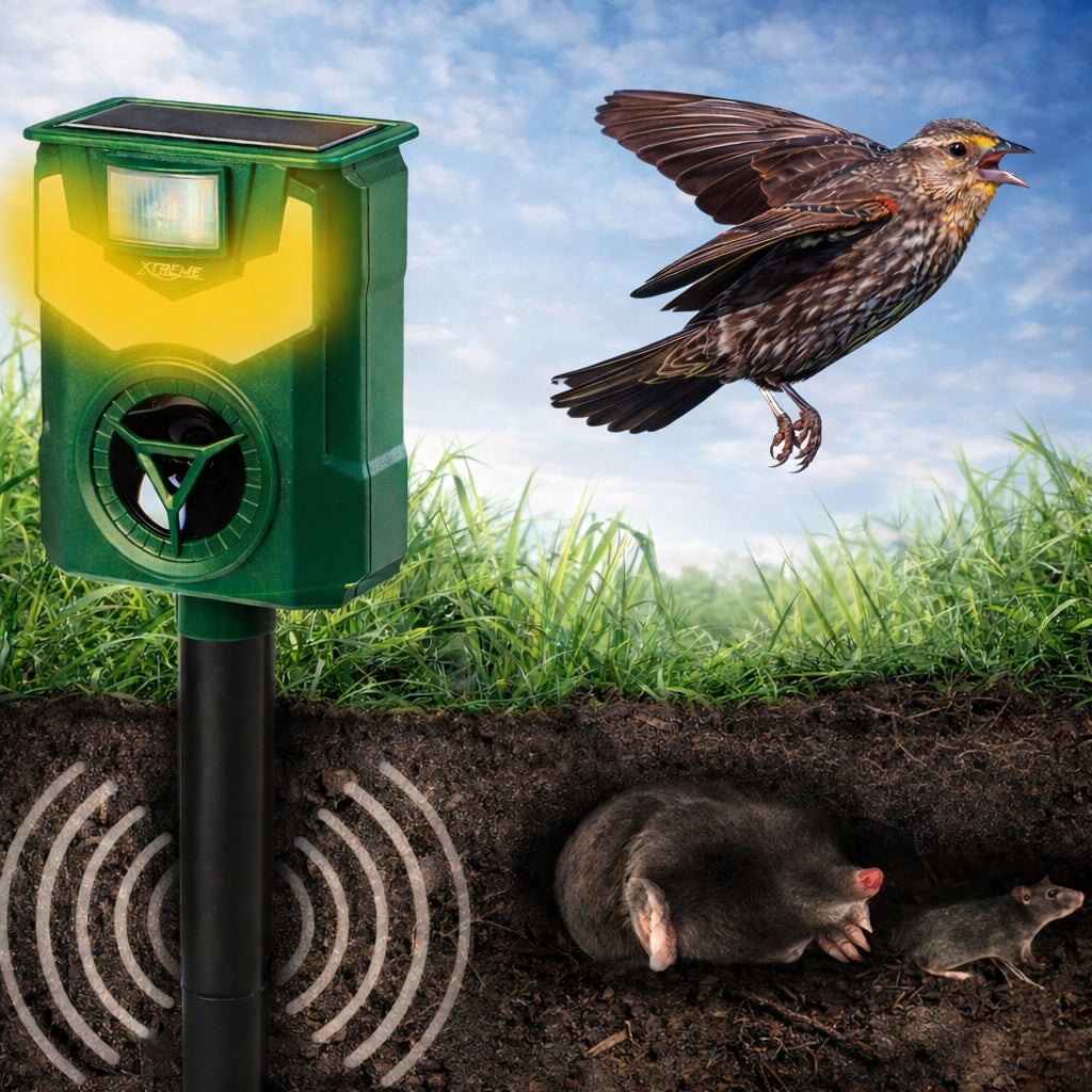 ULTRASONIC RODENT REPELLENT BIRDS SOLAR LIGHT FOR MARTEN FOX DOG Use Against rodents cats moles martens ants mice dogs birds rats wild animals