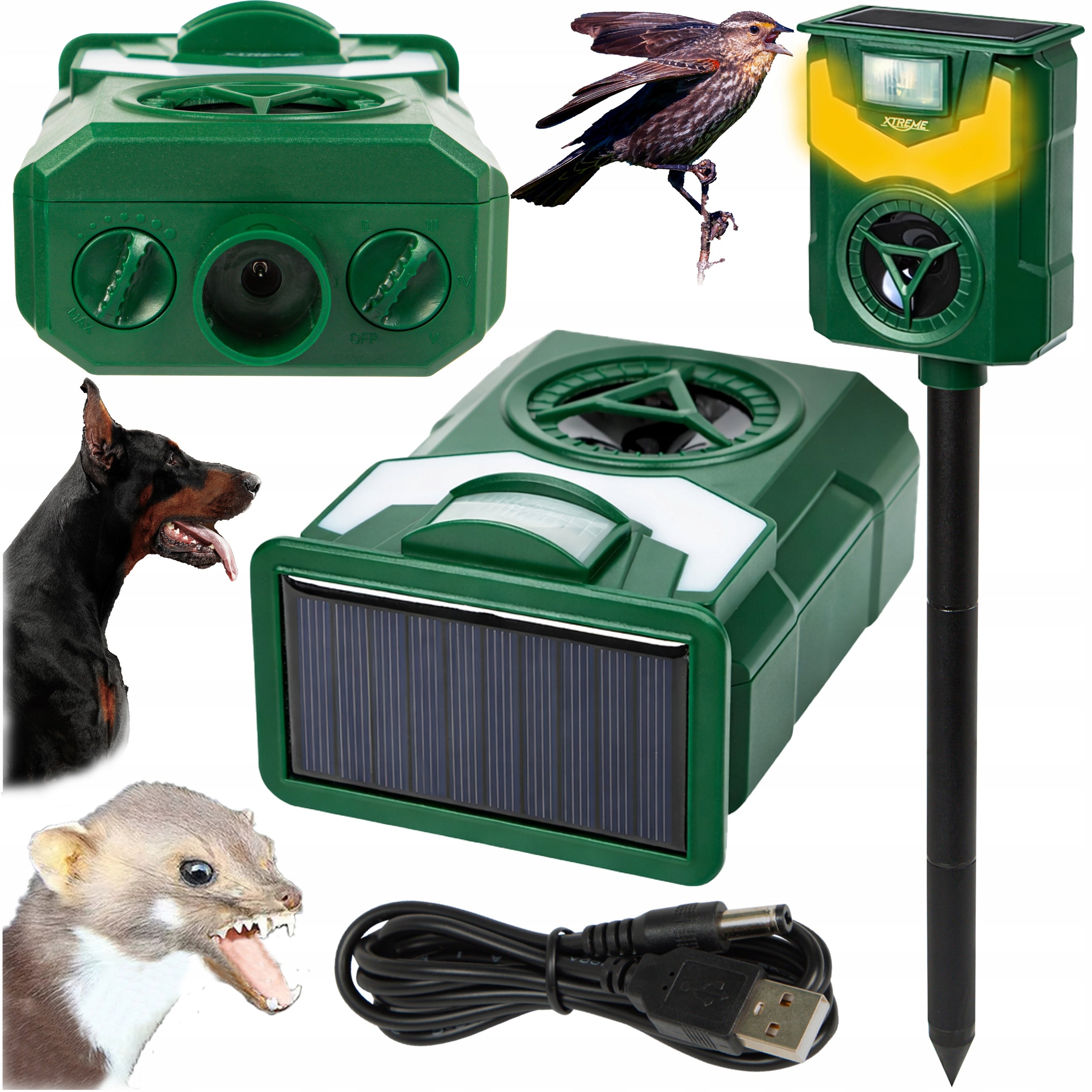 ULTRASONIC RODENT REPELLENT BIRDS SOLAR LIGHT FOR MARTEN FOX DOG