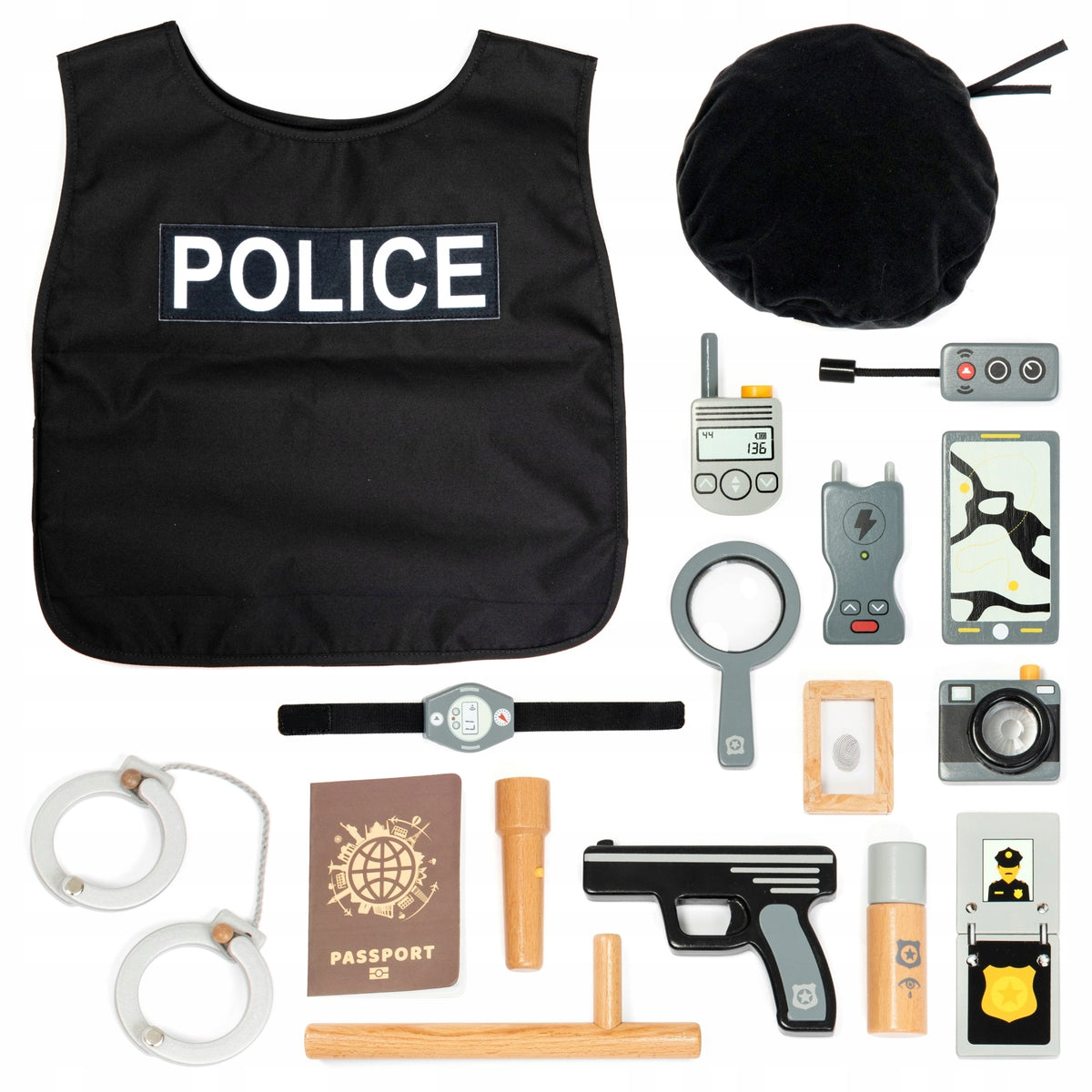 UMU Wooden Police Set for Children 17 pcs