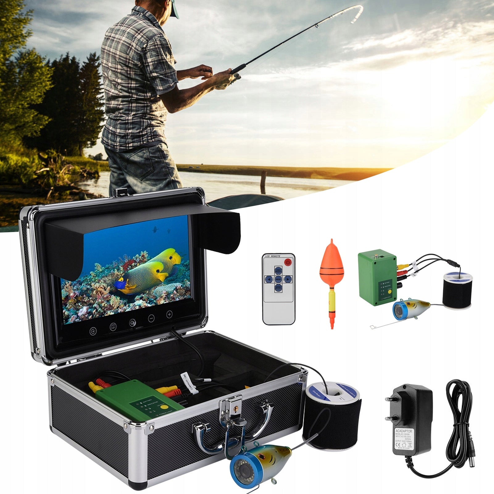 UNDERWATER FISHING CAMERA 9" LCD MONITOR 30m FISH DETECTOR BATTERY 4.0