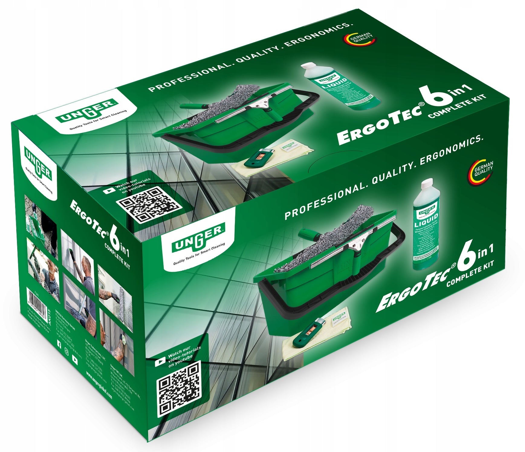 UNGER ErgoTec 6in1 Complete KIT Window Cleaning Kit