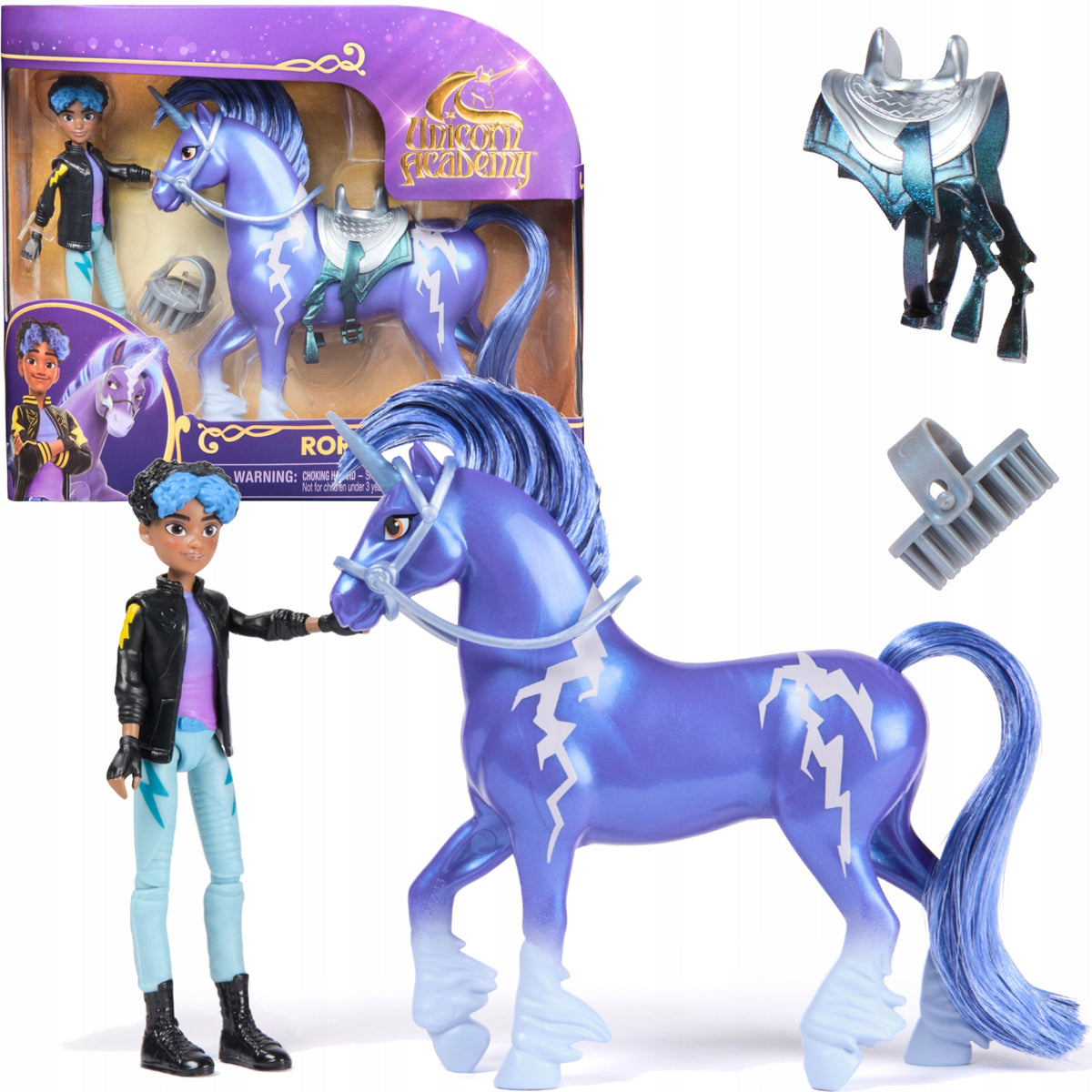 UNICORN ACADEMY RORY FIGURINE SET & STORM RIDER AND UNICORN +AKC