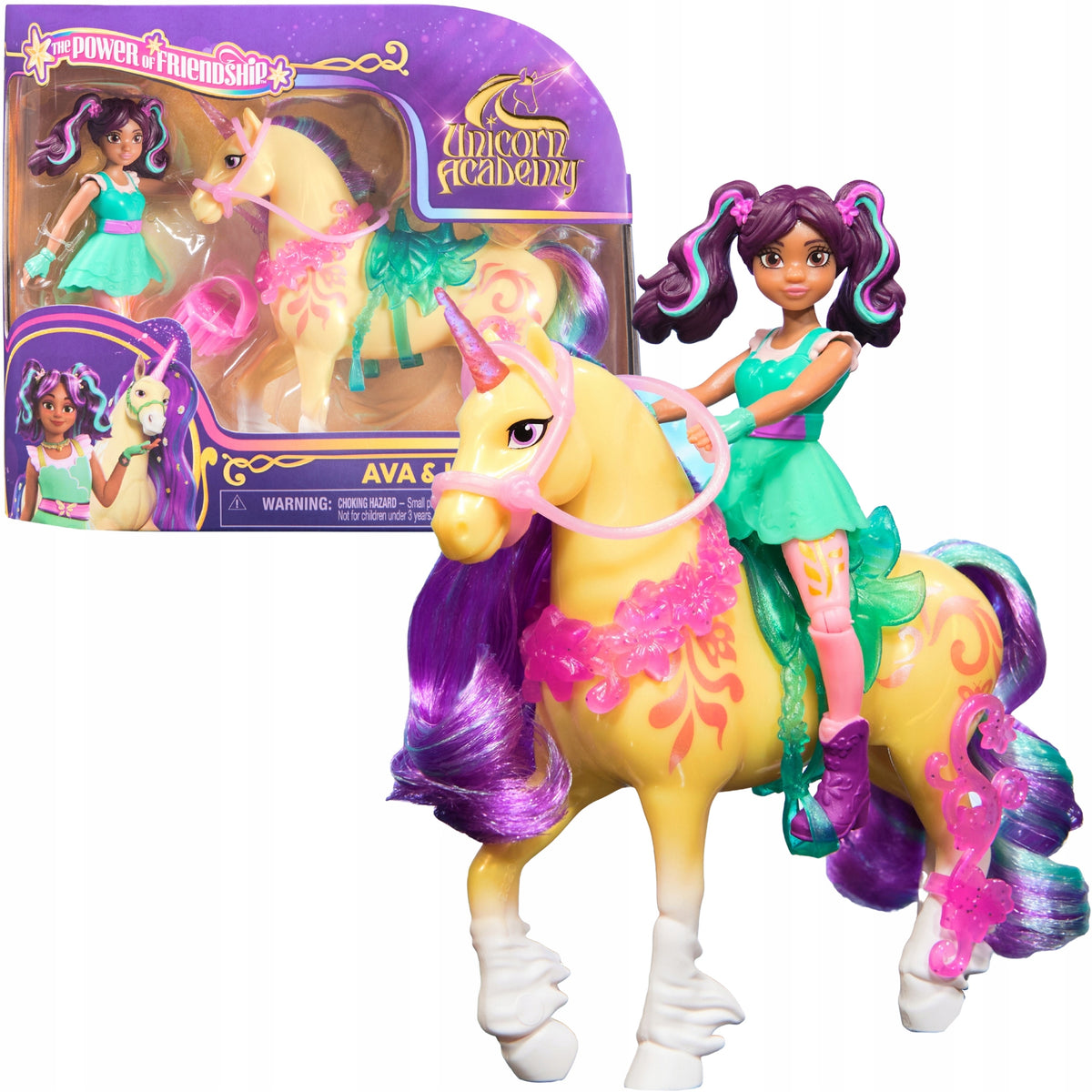 UNICORN ACADEMY SET OF TWO FIGURINES AVA UNICORN LEAF + BRUSH