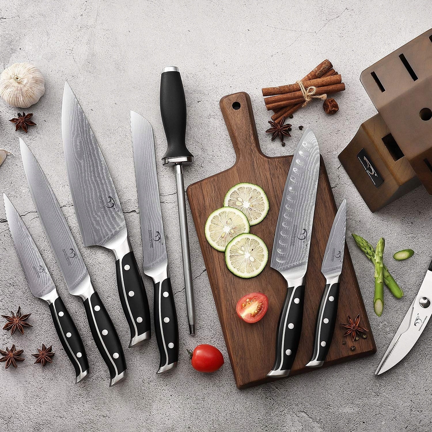 UNIQUE SET OF KNIVES DAMASCUS STEEL VG10 67 WARST SHARP FOR GIFT TOP Packaging status original