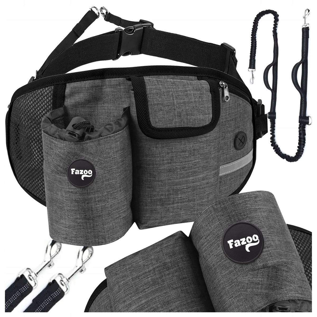 UNIVERSAL HIP BELT Lanyard for Dog Running Elastic Grey 2,5m
