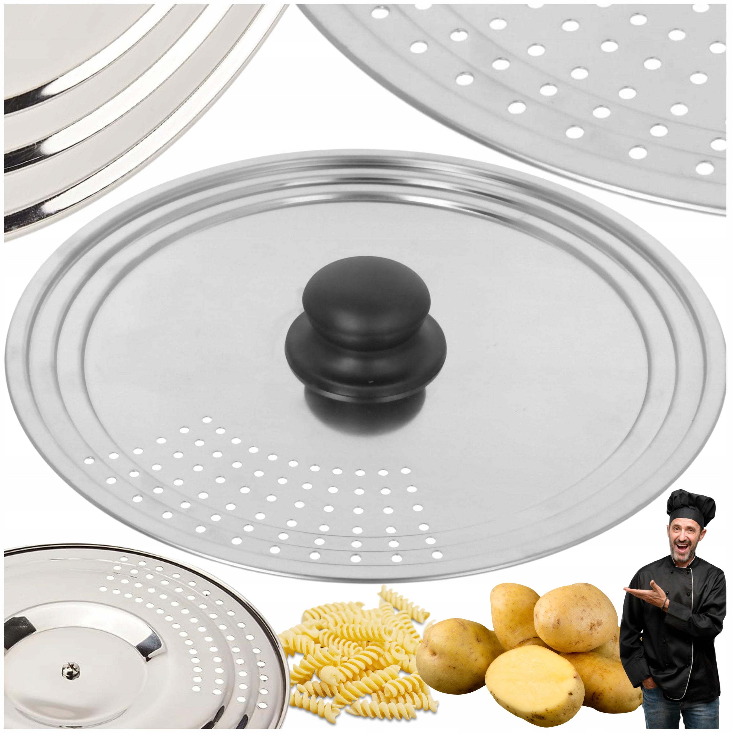 UNIVERSAL LID FOR STRAINING STAINLESS STEEL WITH HOLES 22,24,26cm