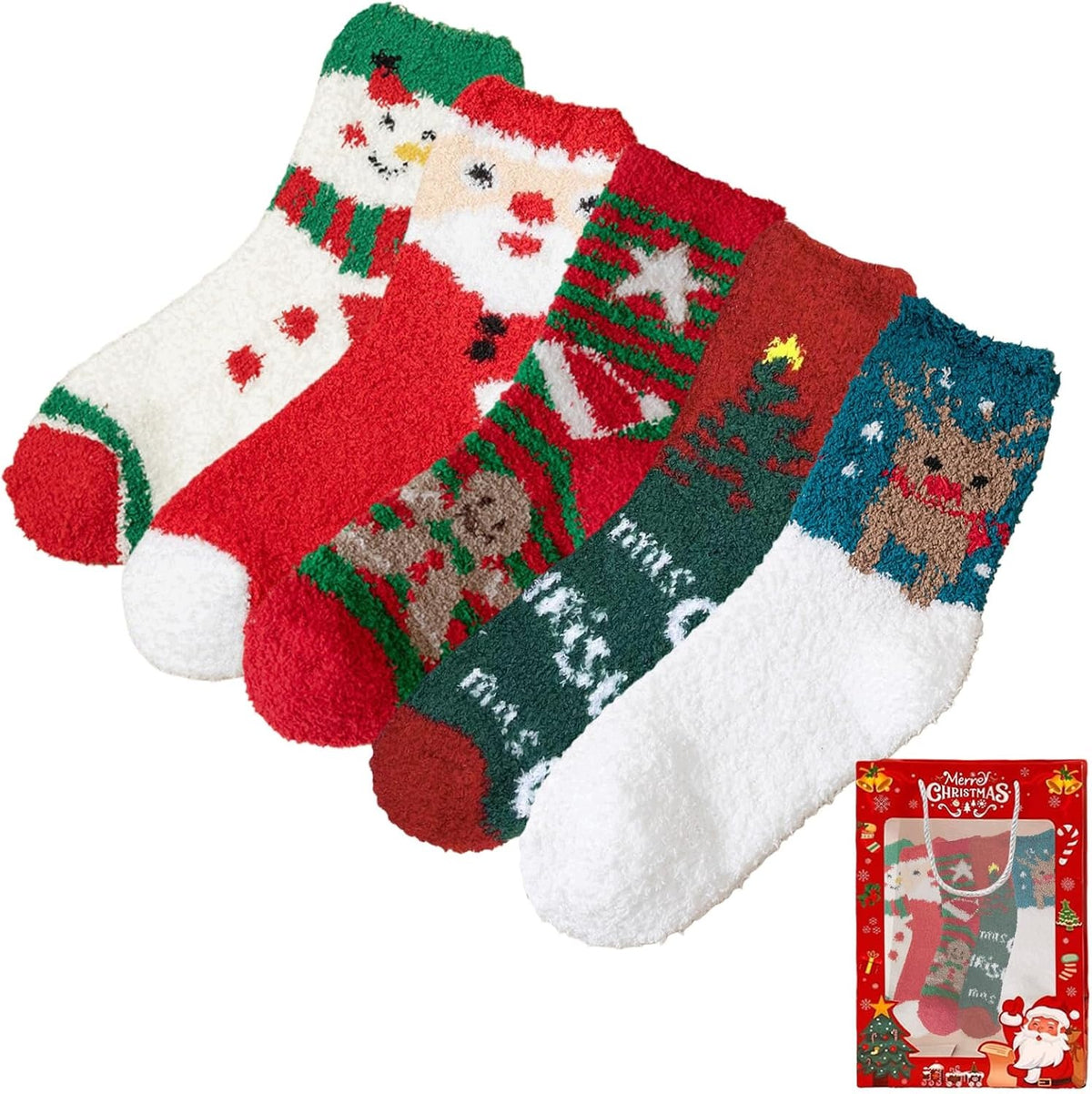 UNIVERSAL SOCKS 5 PAIRS FLUFFY SOFT WARM MULTICOLOR PLUSH