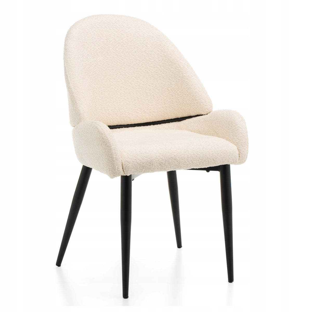 UPHOLSTERED CHAIR CHENILLE BOUCLE LIGHT BEIGE GLAMOUR DINING ROOM BERGAMO