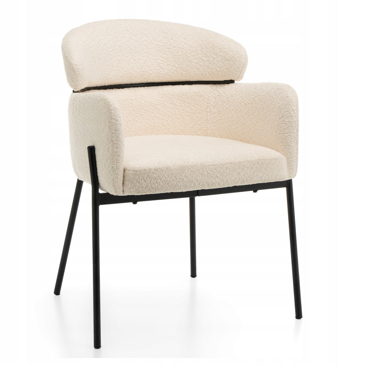 UPHOLSTERED CHAIR FOR DINING ROOM BOUCLE LIGHT BEIGE ECRU BOLZANO