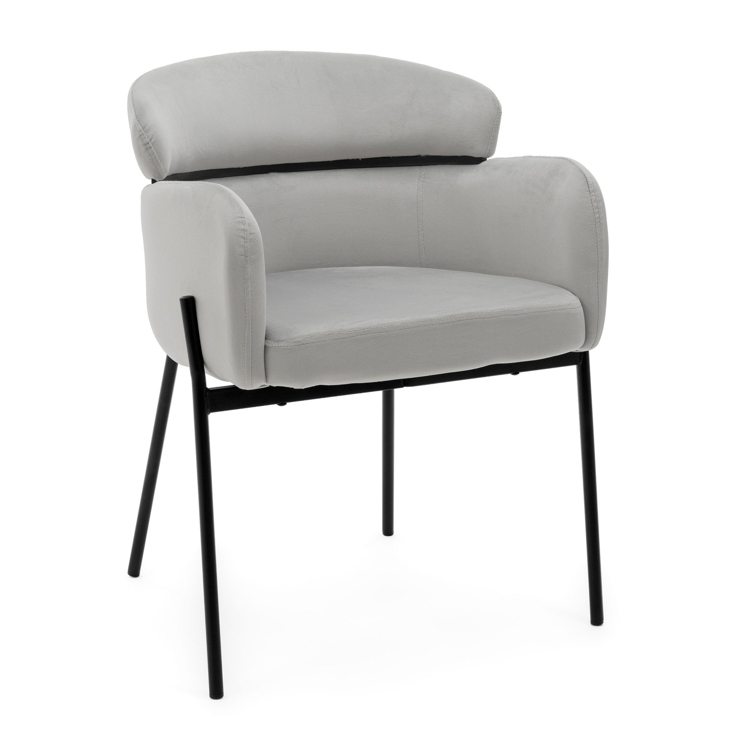 UPHOLSTERED CHAIR FOR DINING ROOM VELOUR LIGHT GRAY BOLZANO