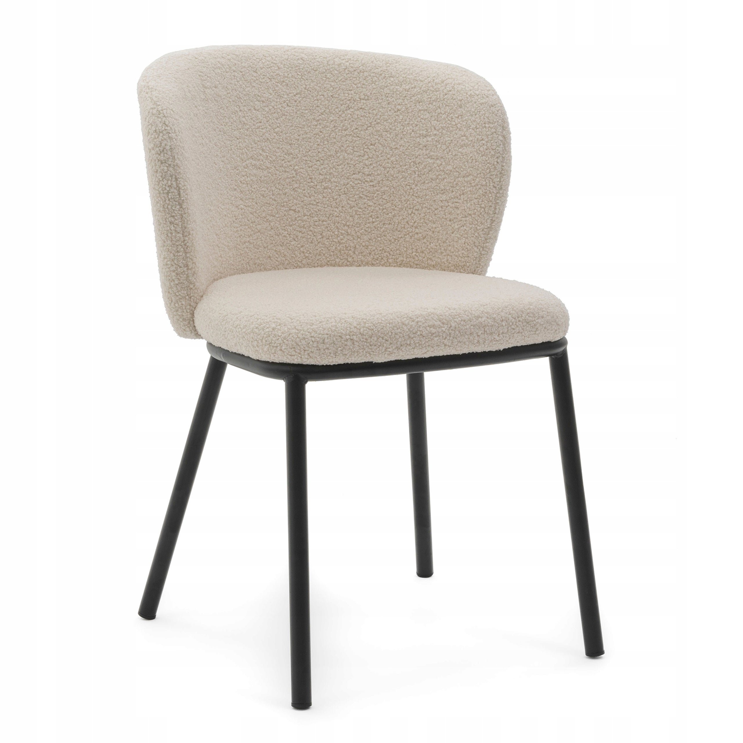 UPHOLSTERED CHAIR FOR LIVING ROOM GLAMOUR FABRIC BOUCLE TEDDY BEIGE ECRU BARI