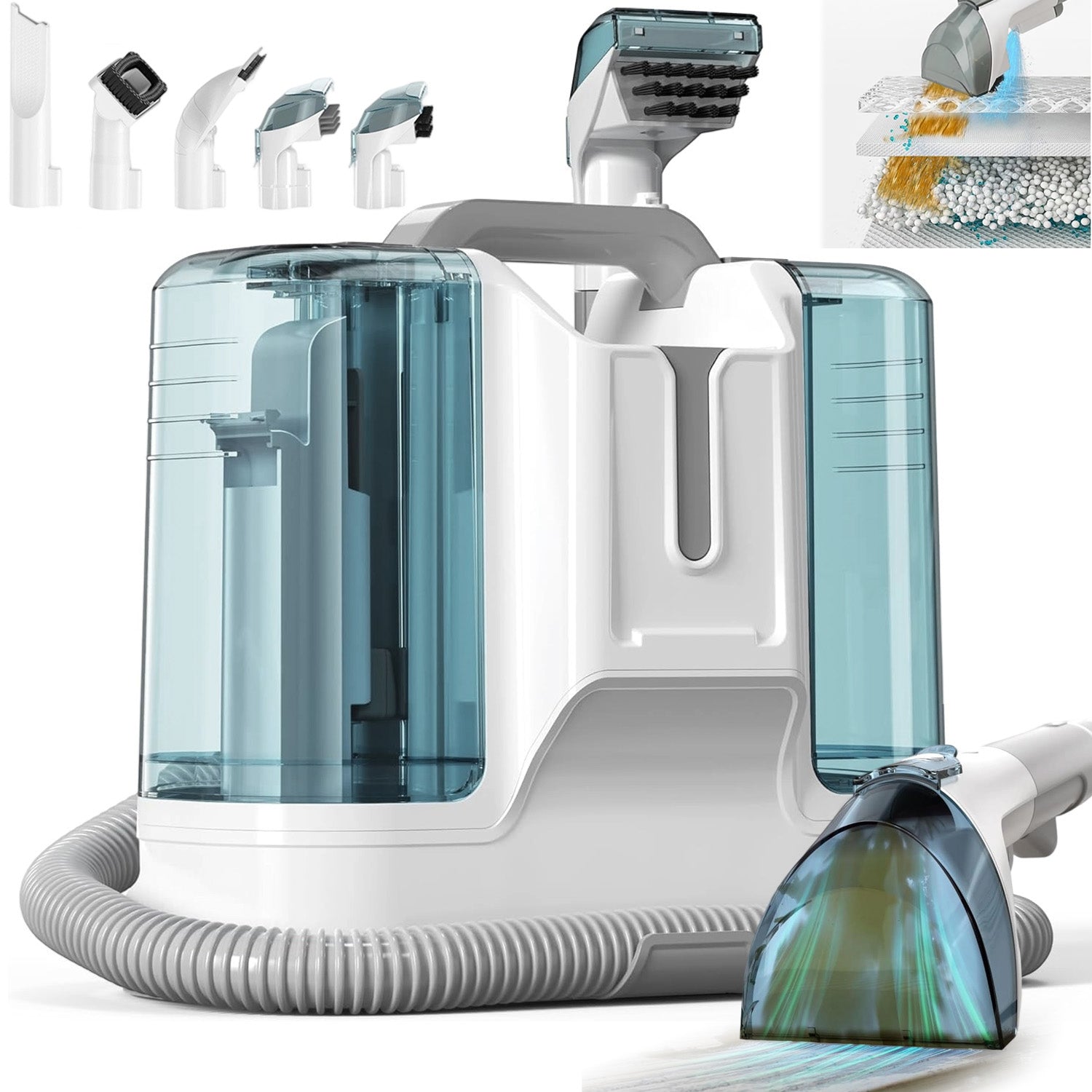 UPHOLSTERY WASHING VACUUM CLEANER 11 KPA 450W STEAM CLEANING WITH 6 NOZZLES