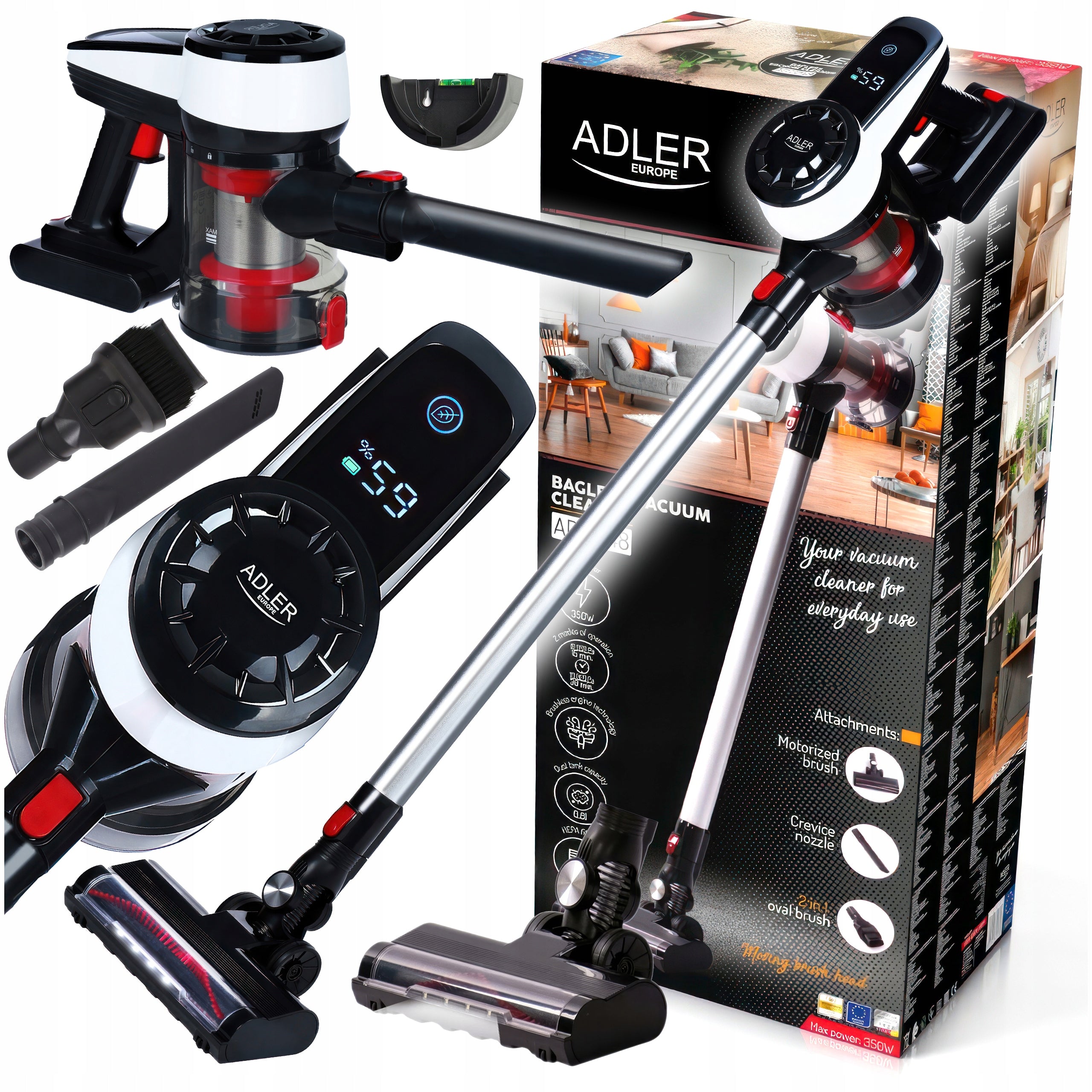 UPRIGHT VACUUM CLEANER CORDLESS POWERFUL BAGLESS LED CORDLESS 350W Packaging status original