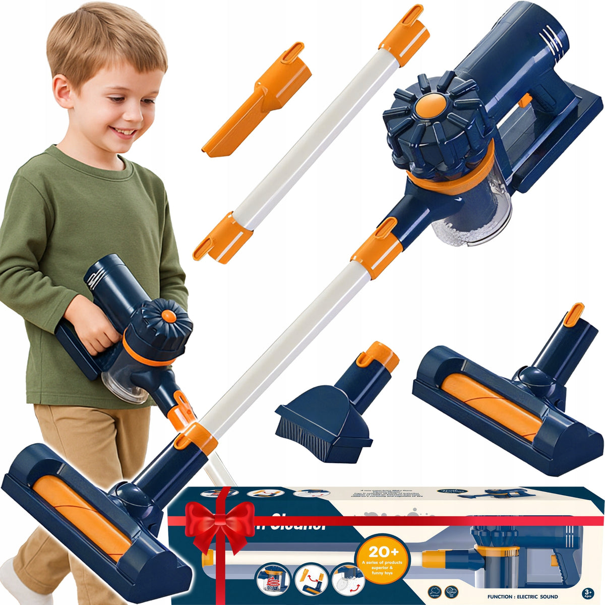 UPRIGHT VACUUM CLEANER FOR CHILDREN WIRELESS SUCTION FUNCTION SOUNDS ACCESSORIES