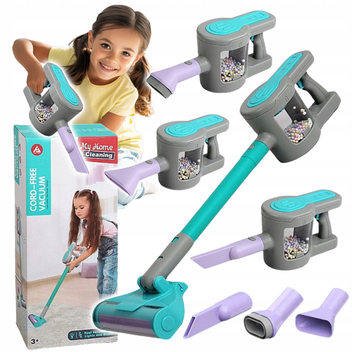 UPRIGHT VACUUM CLEANER TOY 3 TIPS INTERACTIVE SOUND FOR CHILDREN MANUAL