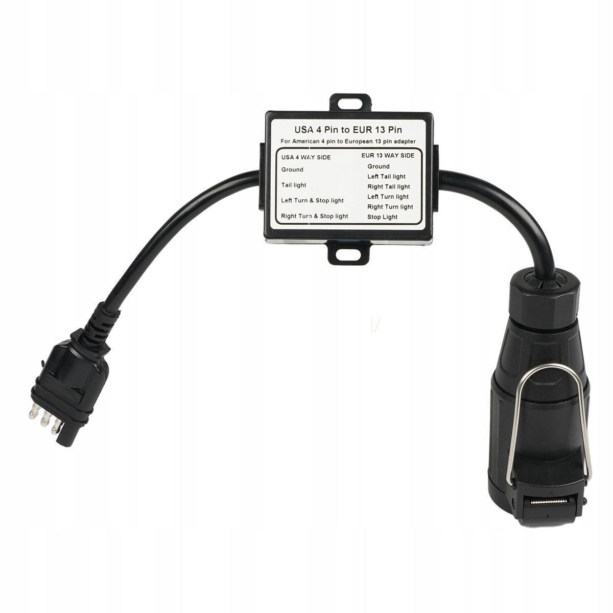 USA 4 Pin to EU 13 Pin Trailer Adapter European Socket Wiring Converter