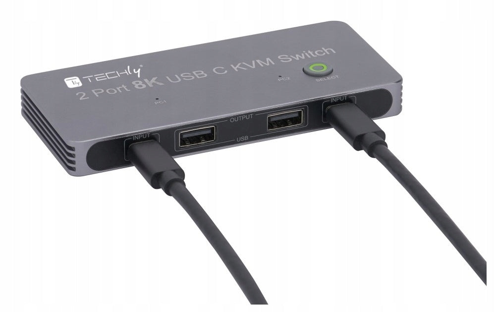 USB-C 2x1 KVM Switch with DisplayPort 1.4 Video 8K Techly Manufacturer code IDATA KVM-DPC8K