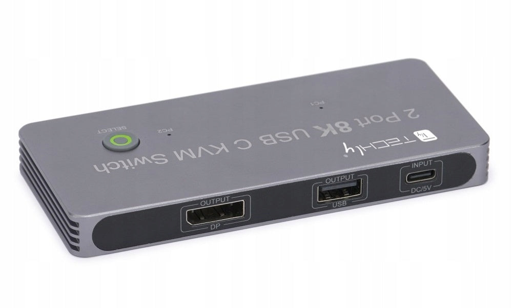 USB-C 2x1 KVM Switch with DisplayPort 1.4 Video 8K Techly Packaging status original