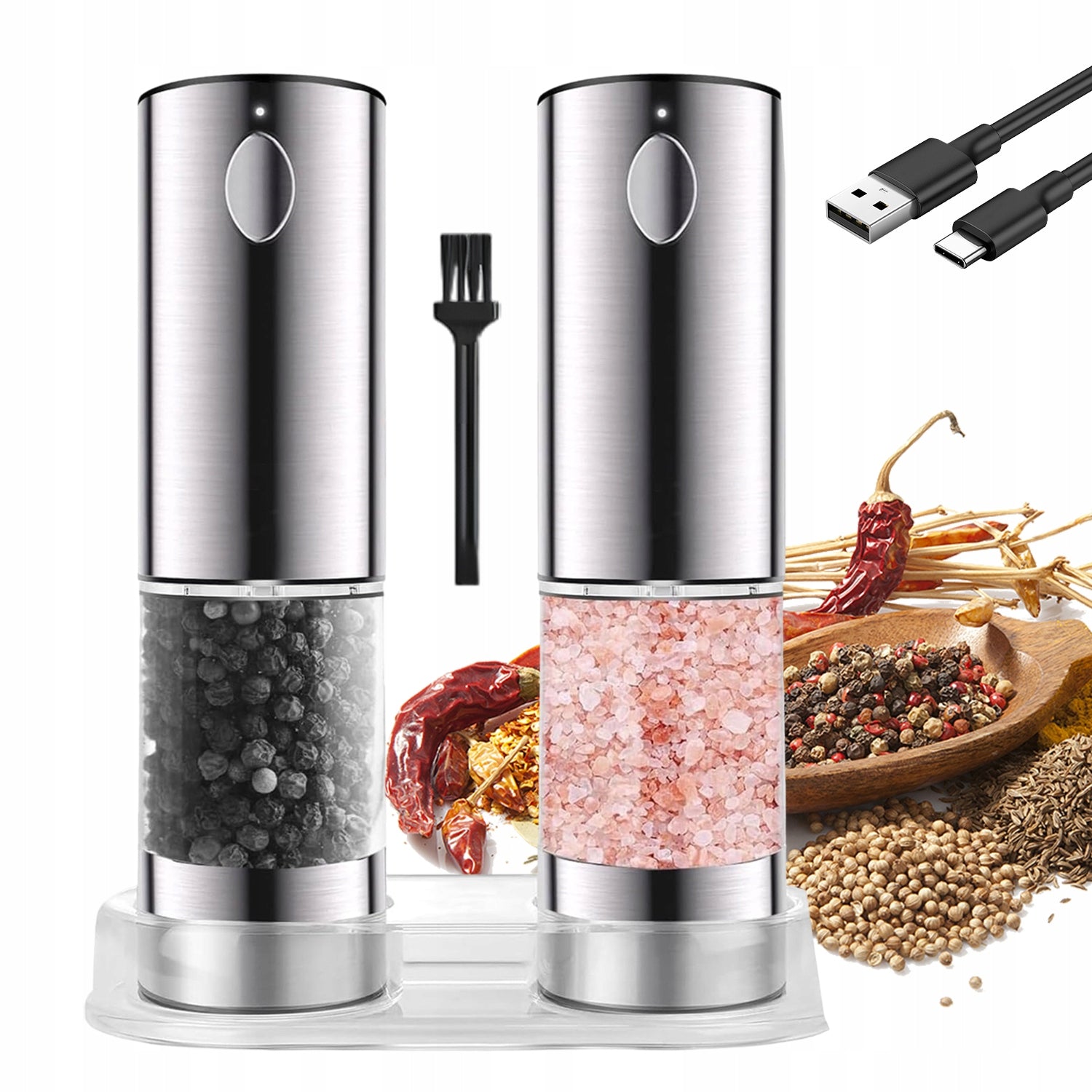 USB C ELECTRIC GRINDER FOR KITCHEN WITH LED ADJUSTABLE GRINDING THICKNESS