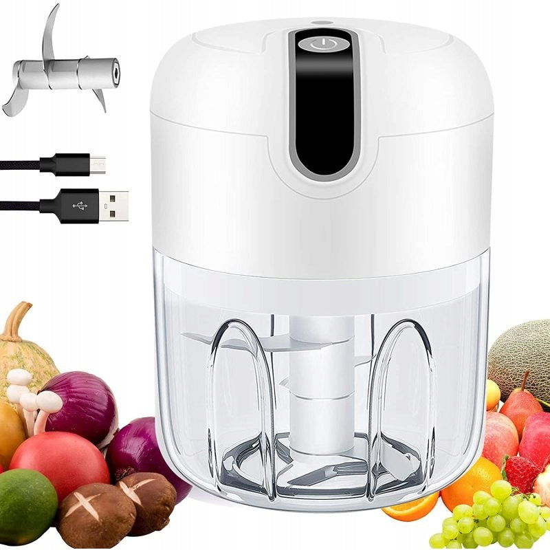 USB ELECTRIC SHREDDER FOR ONION / CHILI / GARLIC / VEGETABLES / FRUIT Dominant color white