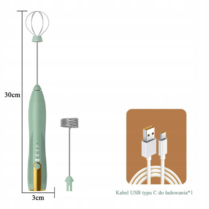 USB Electric Milk frother, 3 Speeds, Coffee Mixer - Green Brand no brand