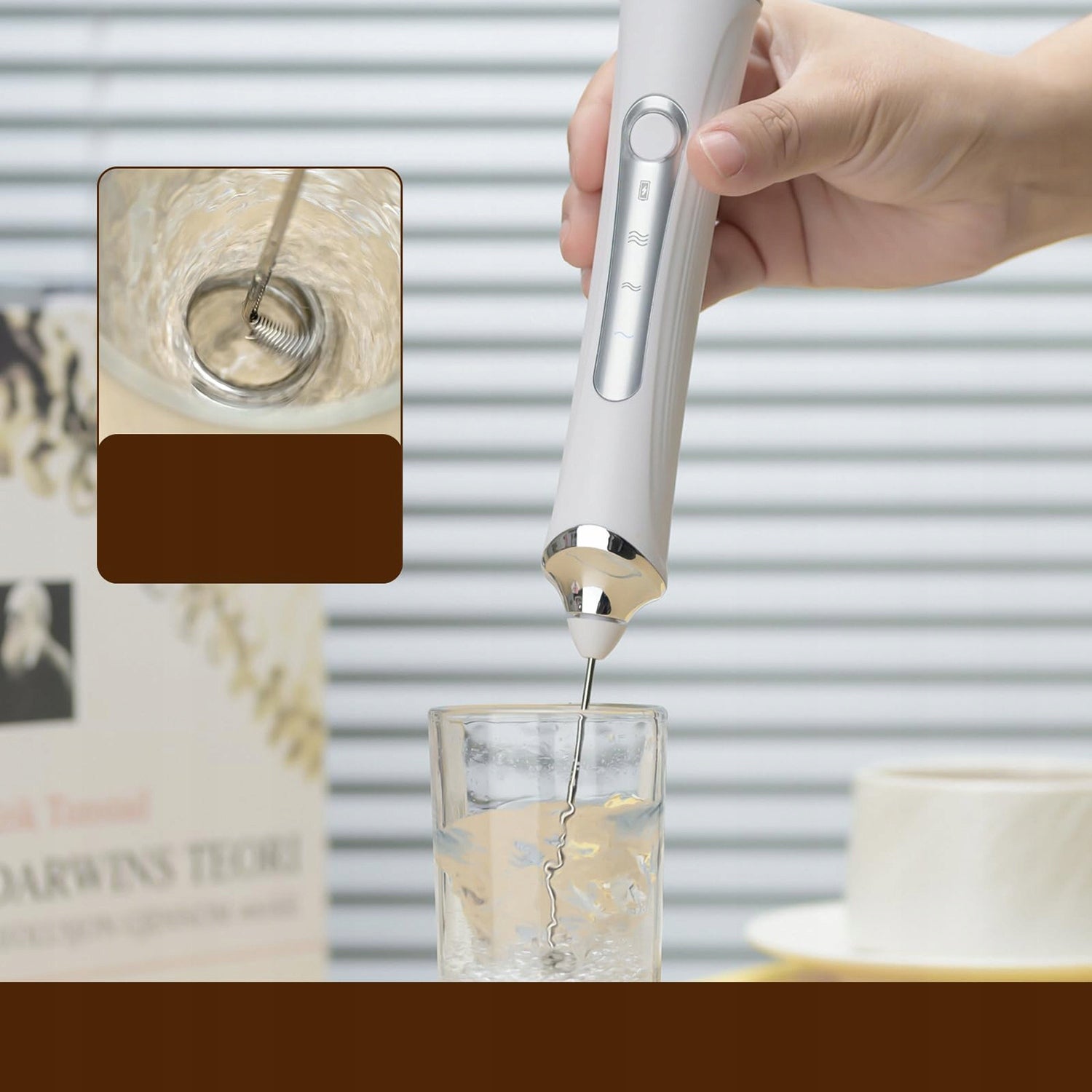 USB Electric Milk frother, 3 Speeds, Coffee Mixer - White Packaging status original