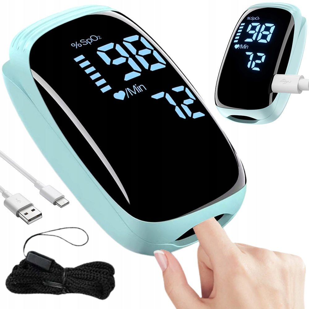 USB Finger Pulse Oximeter with LED Backlight - Rechargeable, Medical device no