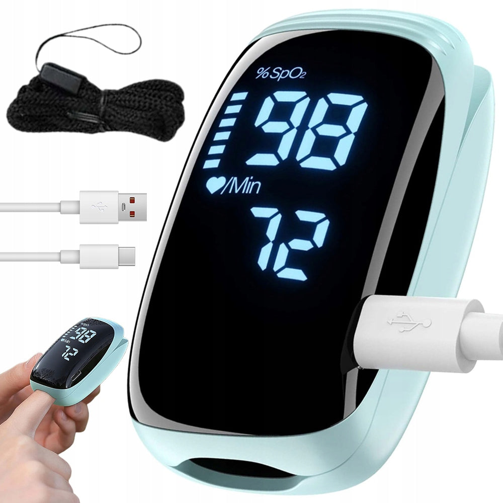 USB Finger Pulse Oximeter with LED Backlight - Rechargeable,