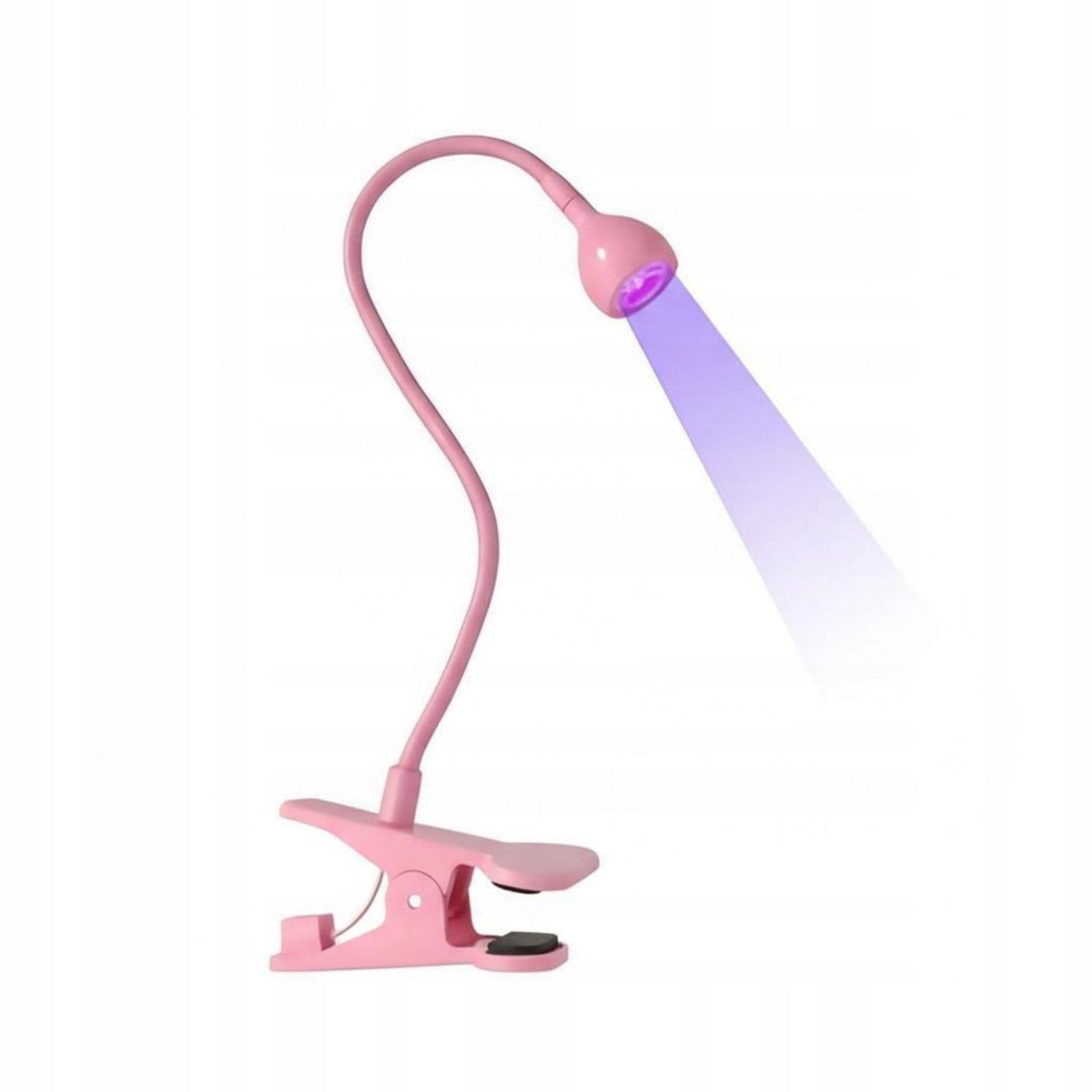 USB Powered Nail Gel Curing Lamp Adjustable Gooseneck Clip on Pink 5W Boxed