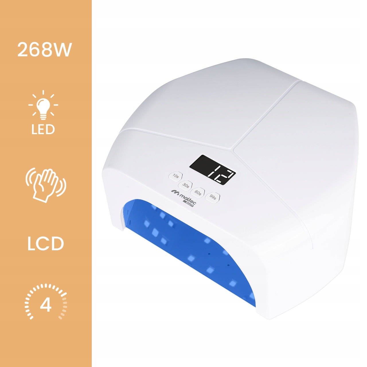 UV DUAL LED NAIL LAMP FOR HYBRID GEL MANICURE PEDICURE 268W MIRROR Brand Maltec