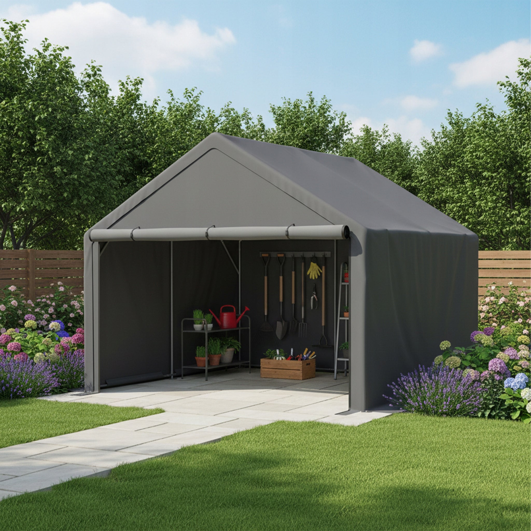 UV GARDEN TENT WATERPROOF FOR 2 TO 3 BICYCLES STORAGE 305X296X233CM GREY Number of side walls 3 walls