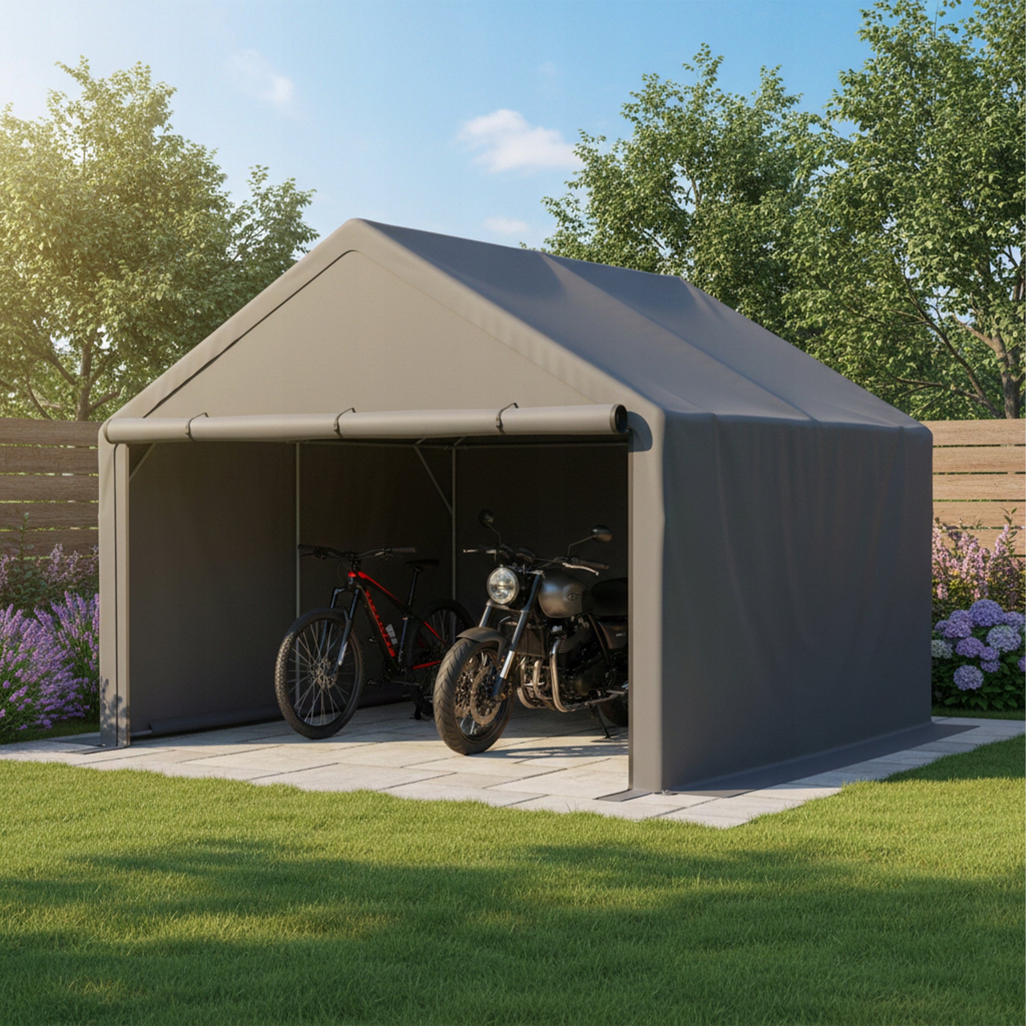 UV GARDEN TENT WATERPROOF FOR 2 TO 3 BICYCLES STORAGE 305X296X233CM GREY Packaging status original