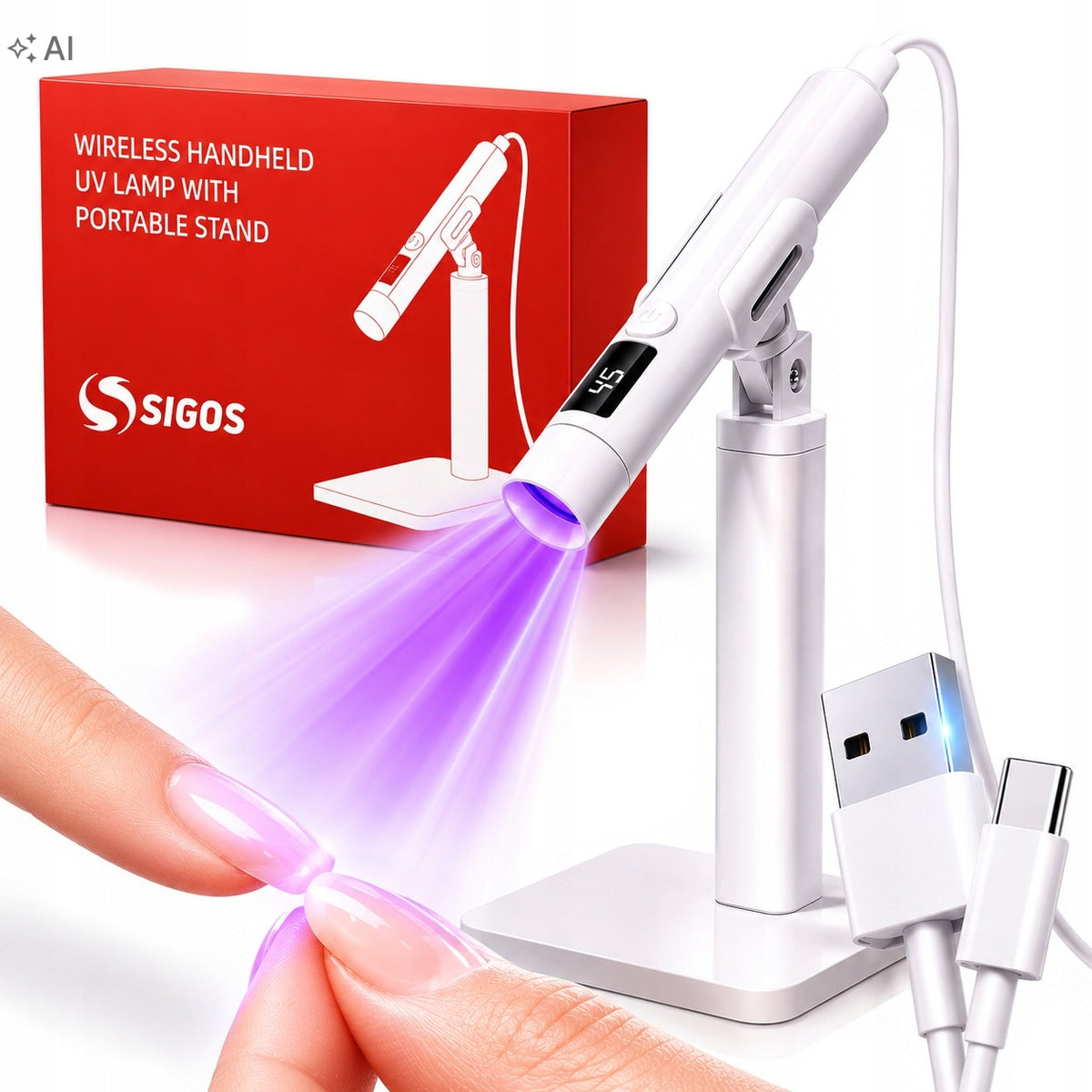 UV LAMP PORTABLE LED MINI UV LED NAIL TORCH USB C + TRIPOD