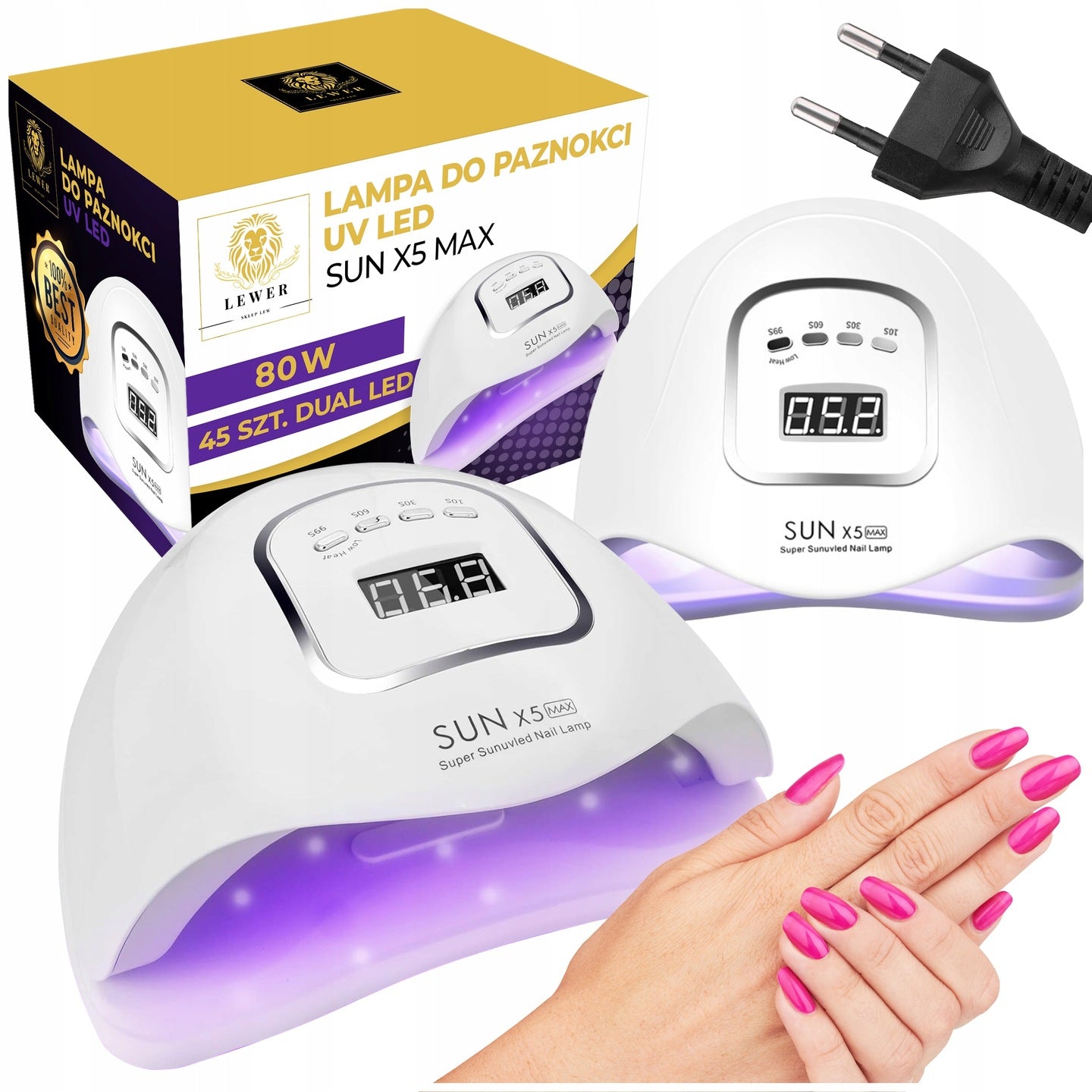 UV LED 80W NAIL LAMP FOR HYBRID GELS STRONG HYBRIDS SUN X5 MAX LCD Packaging status original
