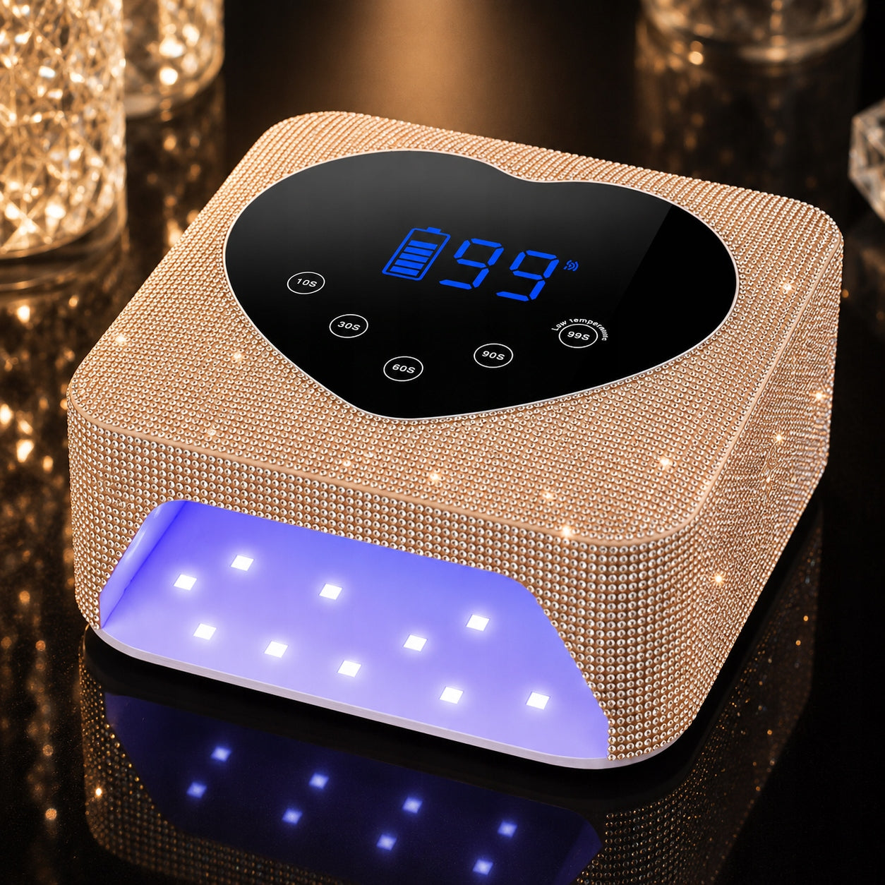 UV LED NAIL LAMP 72W CHAMPAGNE GOLD LCD RECHARGEABLE Packaging status original