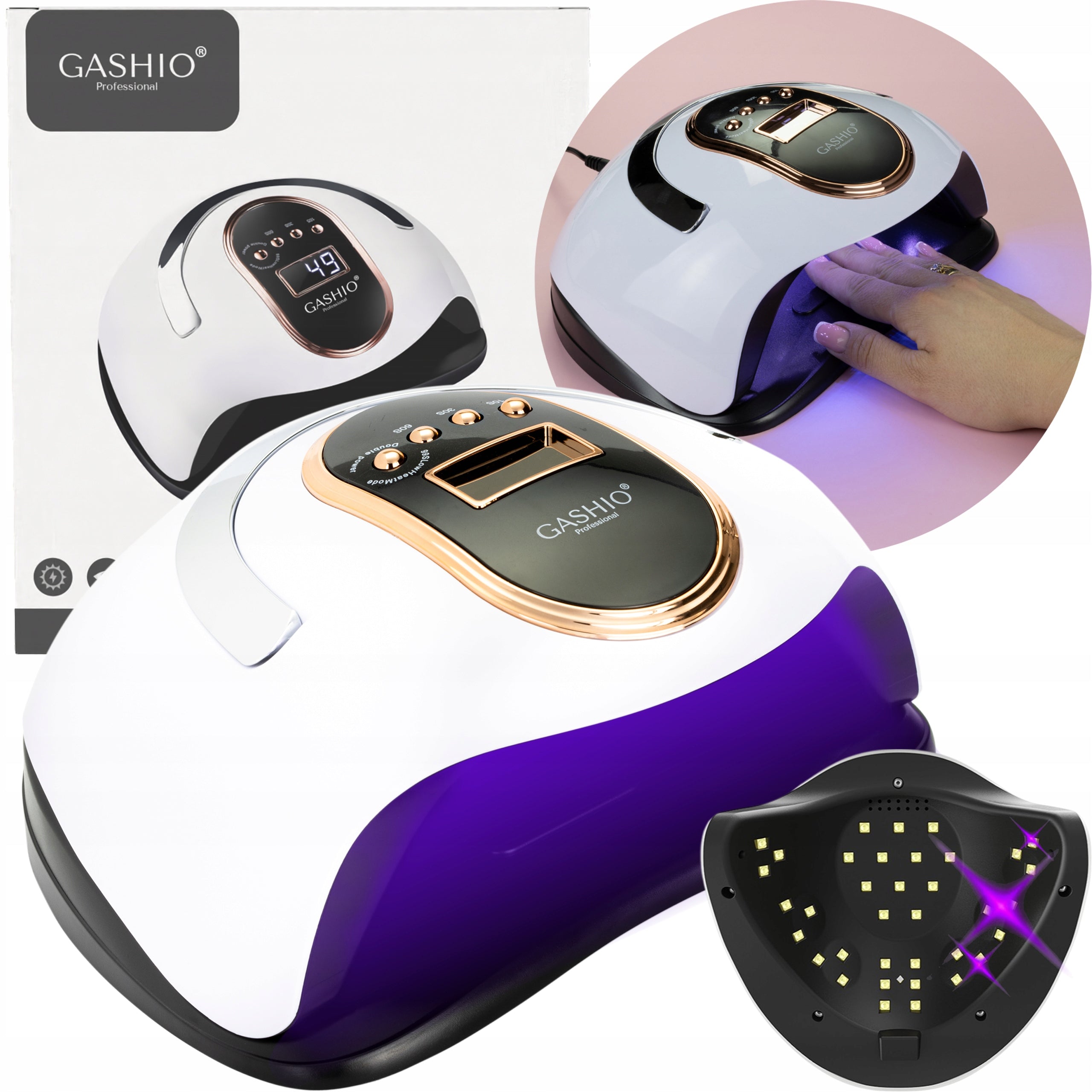 UV LED SUN NAIL LAMP FOR HYBRID GELS STRONG 168W MAX LCD DUAL LED