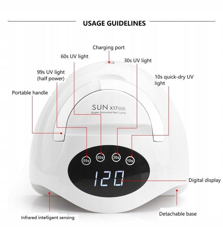UV Nail Lamp Dual LED SUN X17 MAX up to 72 LEDs strong Brand no brand