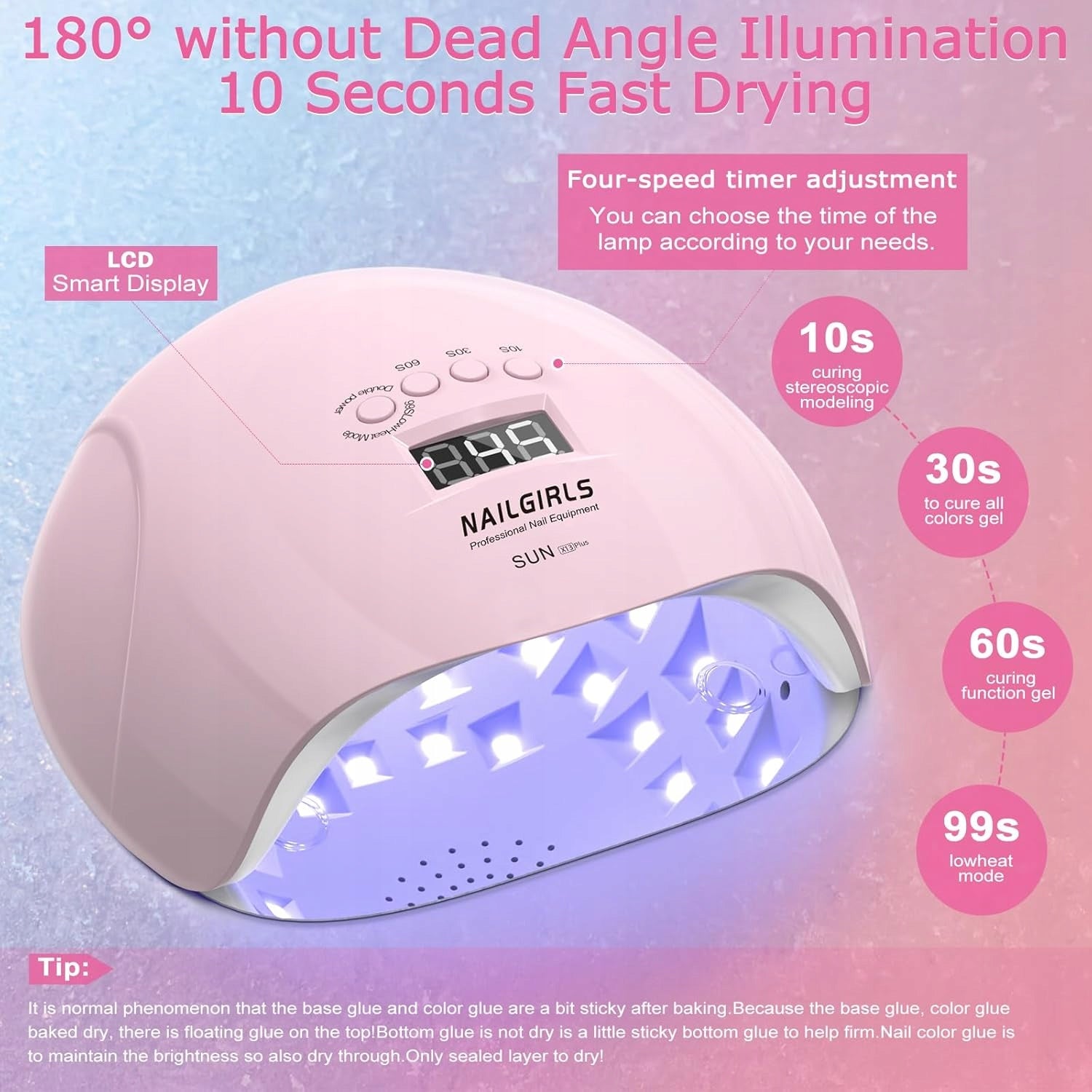 UV nail lamp NAILGIRLS 150W for gel polishes NEW PINK Brand no brand