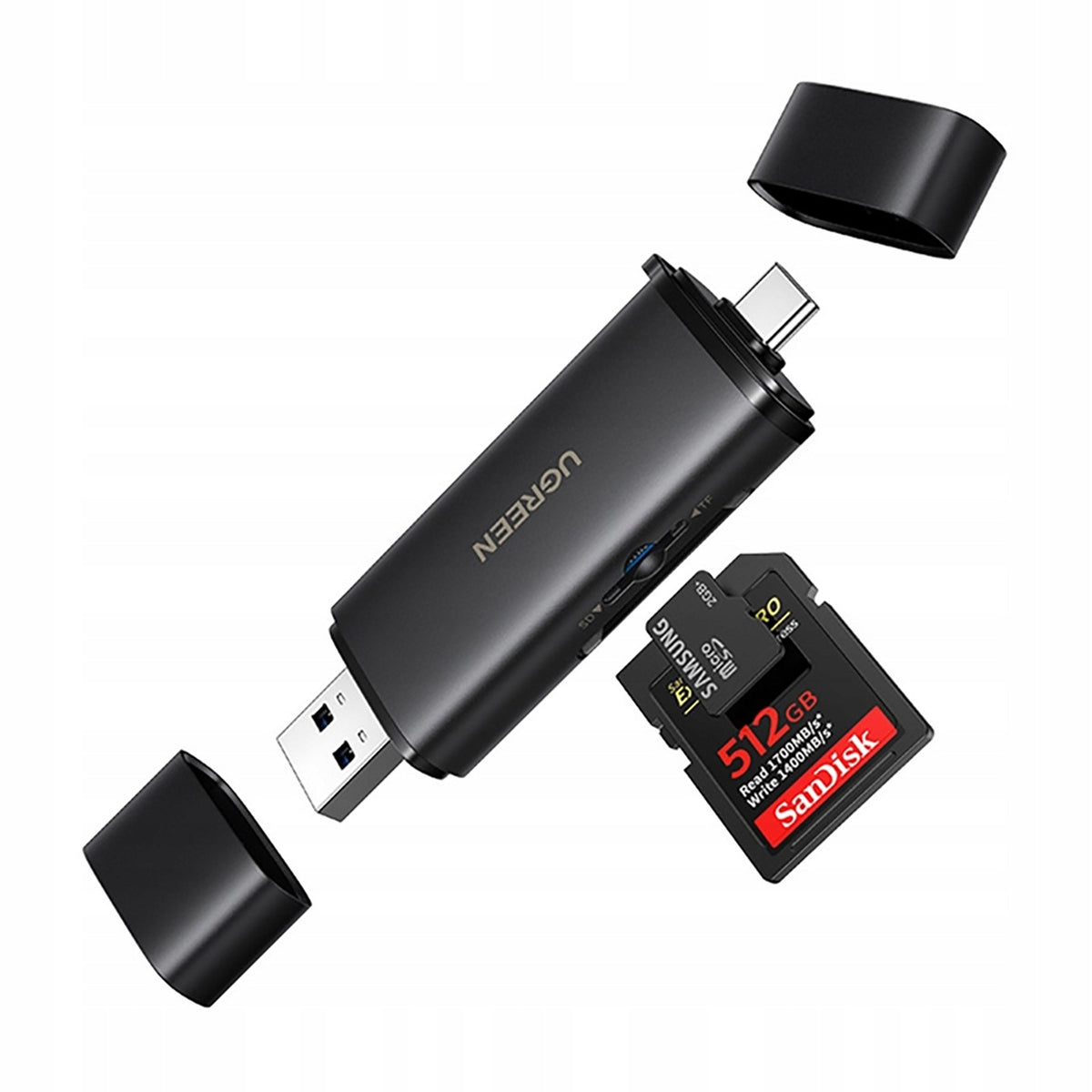 Ugreen 2in1 USB-C / USB-A SD 4.0 UHS-II Card Reader - Black