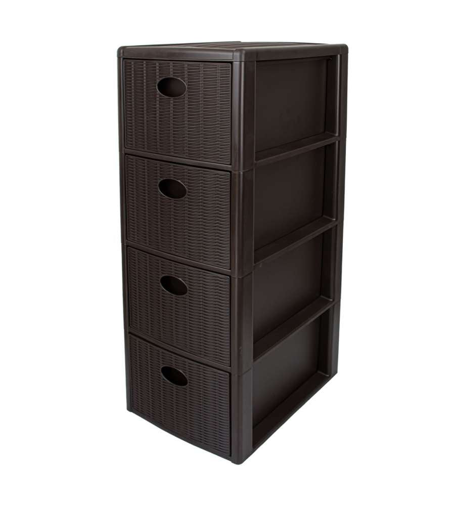 Úložný plastový regál Elegance Slim, 4 zásuvky, hnědý Furniture color shades of brown