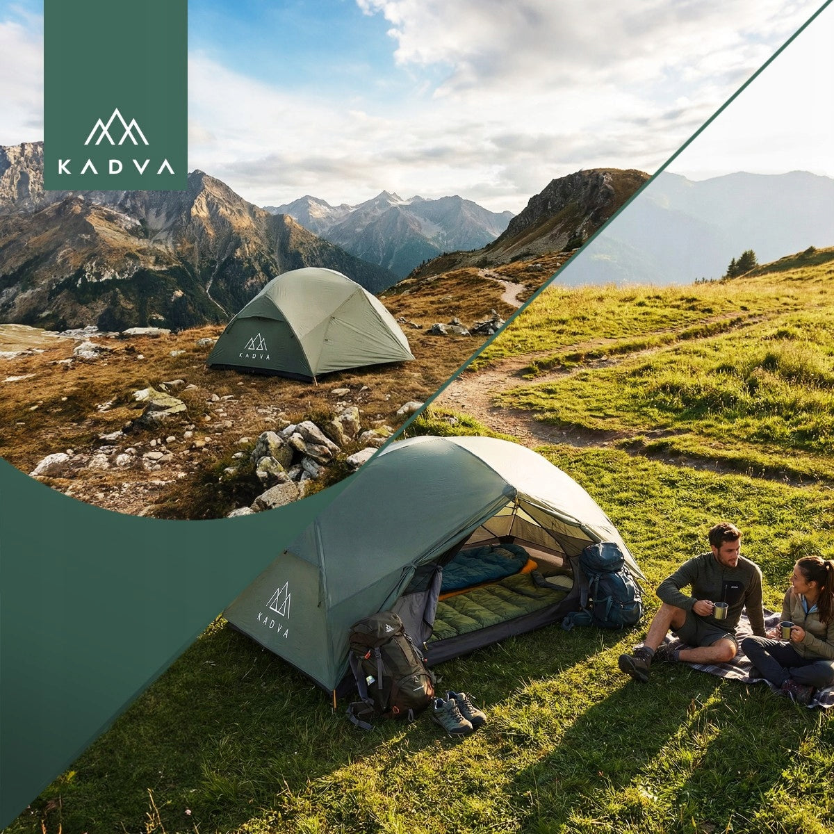 Ultralight trekking tent 2-person KADVA EXPEDIT 2 PRO green OS Color green