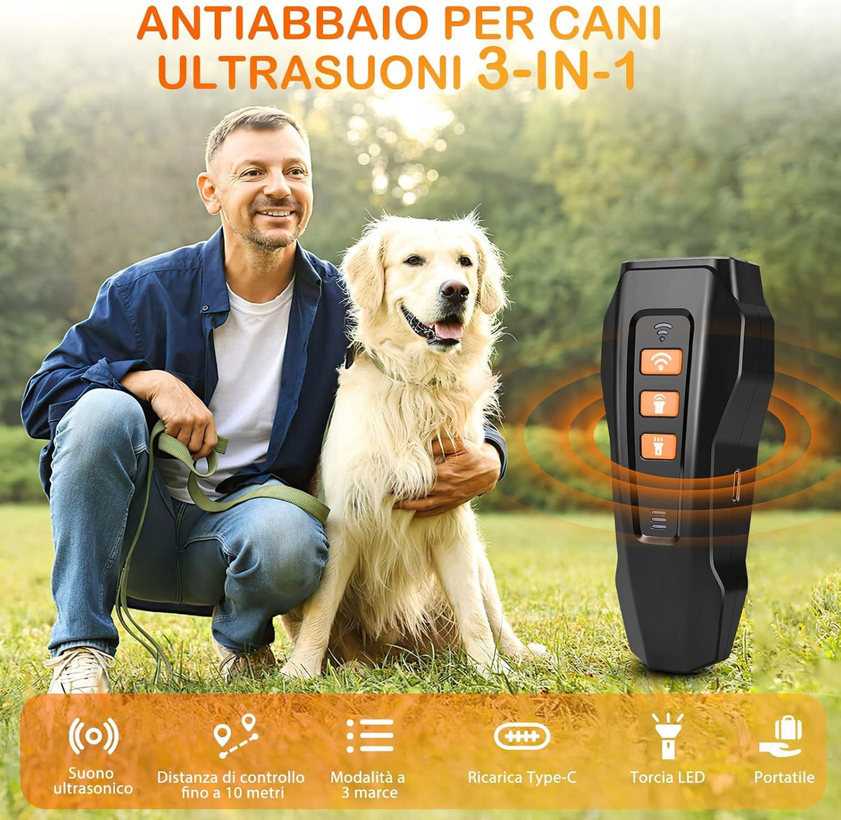 Ultrasonic Anti Bark and Dog Repellent 3 Modes 9m LED Range [New Manufacturer code bez marki