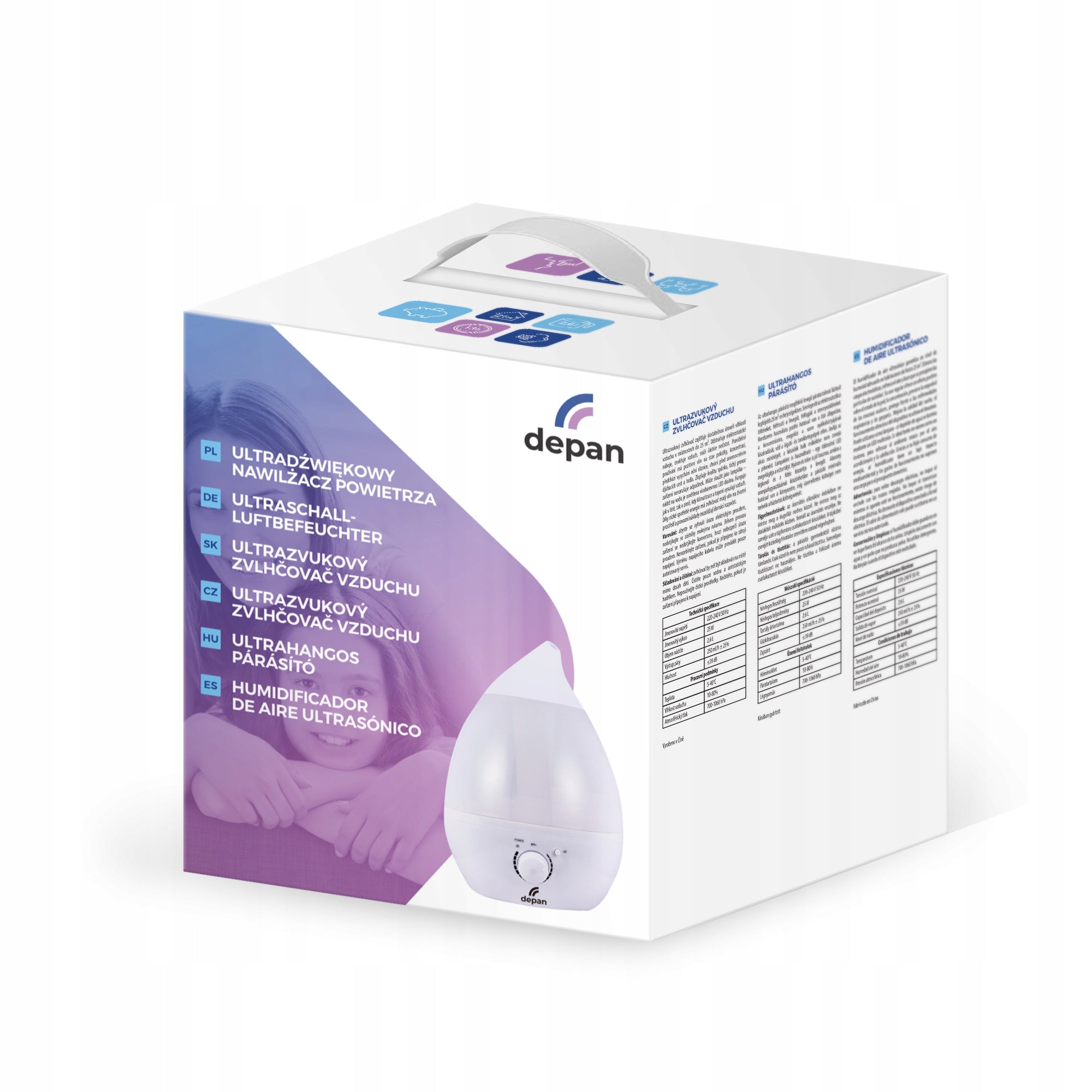 Ultrasonic humidifier Depan 25 W, white Medical device no