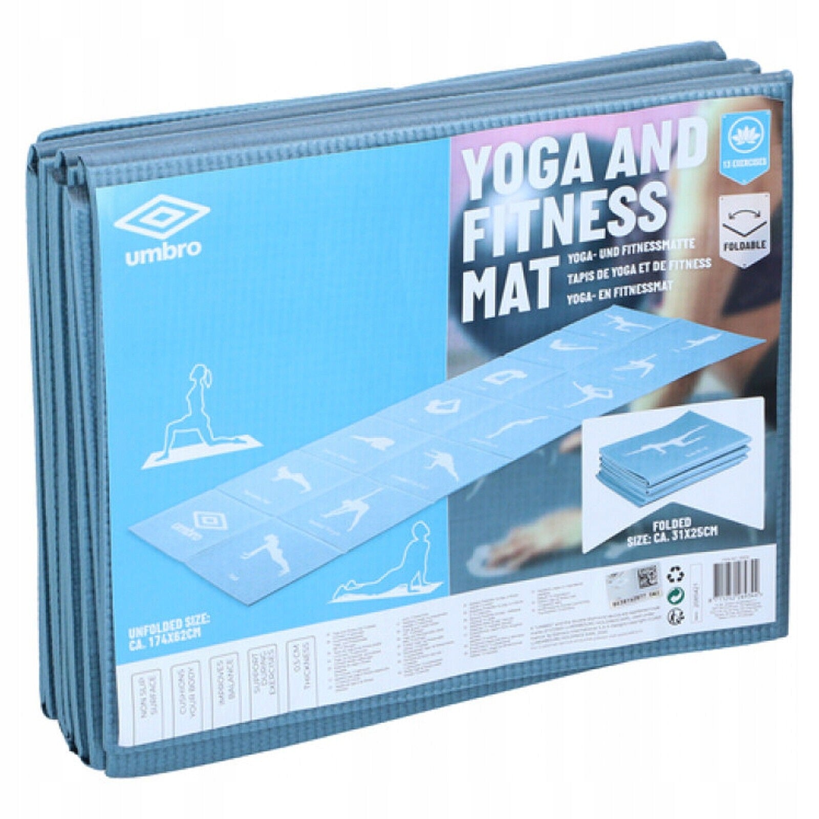 Umbro folding yoga exercise mat 173 x 6 1cm Brand Umbro
