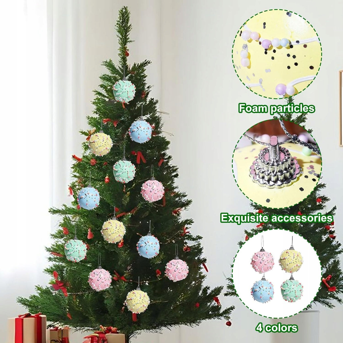Unbreakable Christmas Tree Bubbles for Christmas Tree FOAM PASTEL - 16 Pieces Brand no brand