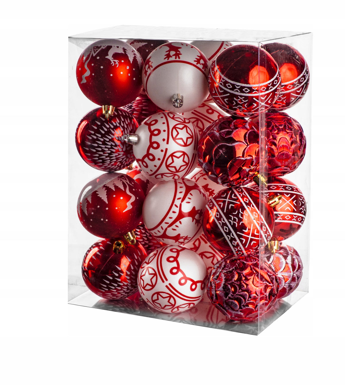 Unbreakable Christmas balls 24 pcs 7cm CHRISTMAS BAUBLES SET Packaging status original